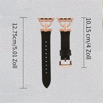 RefinedFlare Uhrenarmband Metallisch schwarzes Kunstlederarmband