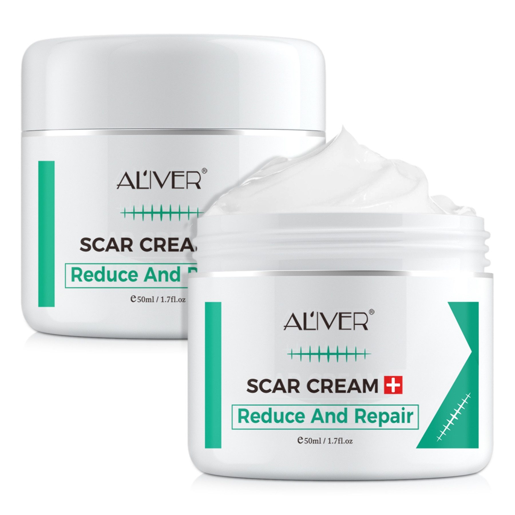 ALIVER Tagescreme Narbencreme Narbengel Narbensalbe Narbenpflaster Creme Reduktion, 2-tlg., Wundpflege, Narbencreme, Narbengel, Narbenpflaster