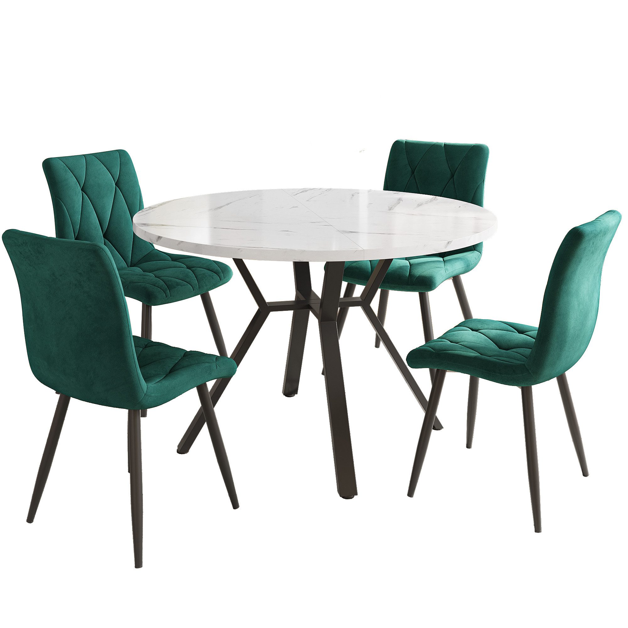 Flieks Essgruppe runder Esstisch mit 4 Stühlen Set, (Set, 5-tlg., 1 Tisch m günstig online kaufen