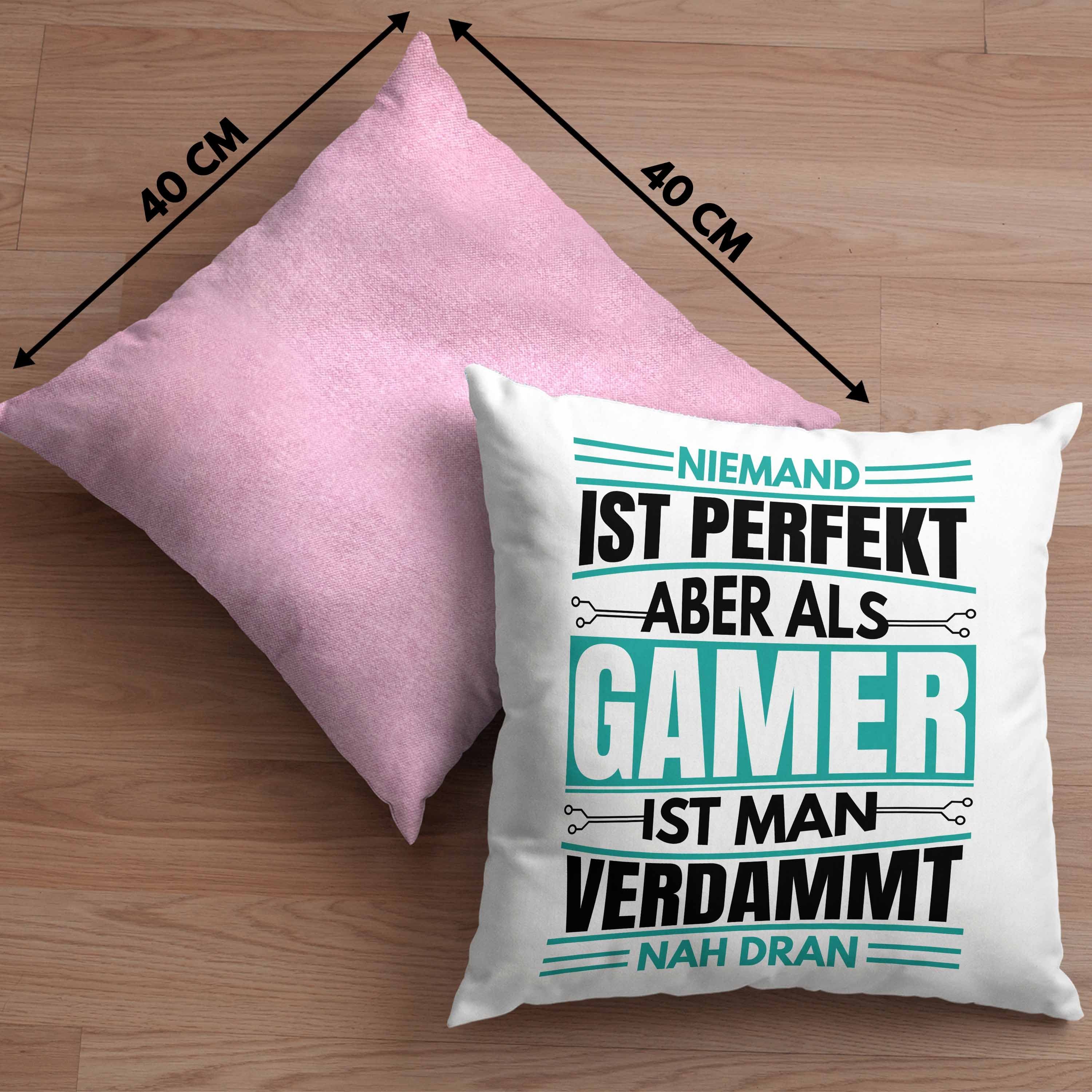 Trendation mit Ist Dekokissen Kissen Dekokissen Füllung Perfekt für Rosa Jungs Geschenk Gamer - Trendation 40x40 Geschenkidee Niemand Zocker