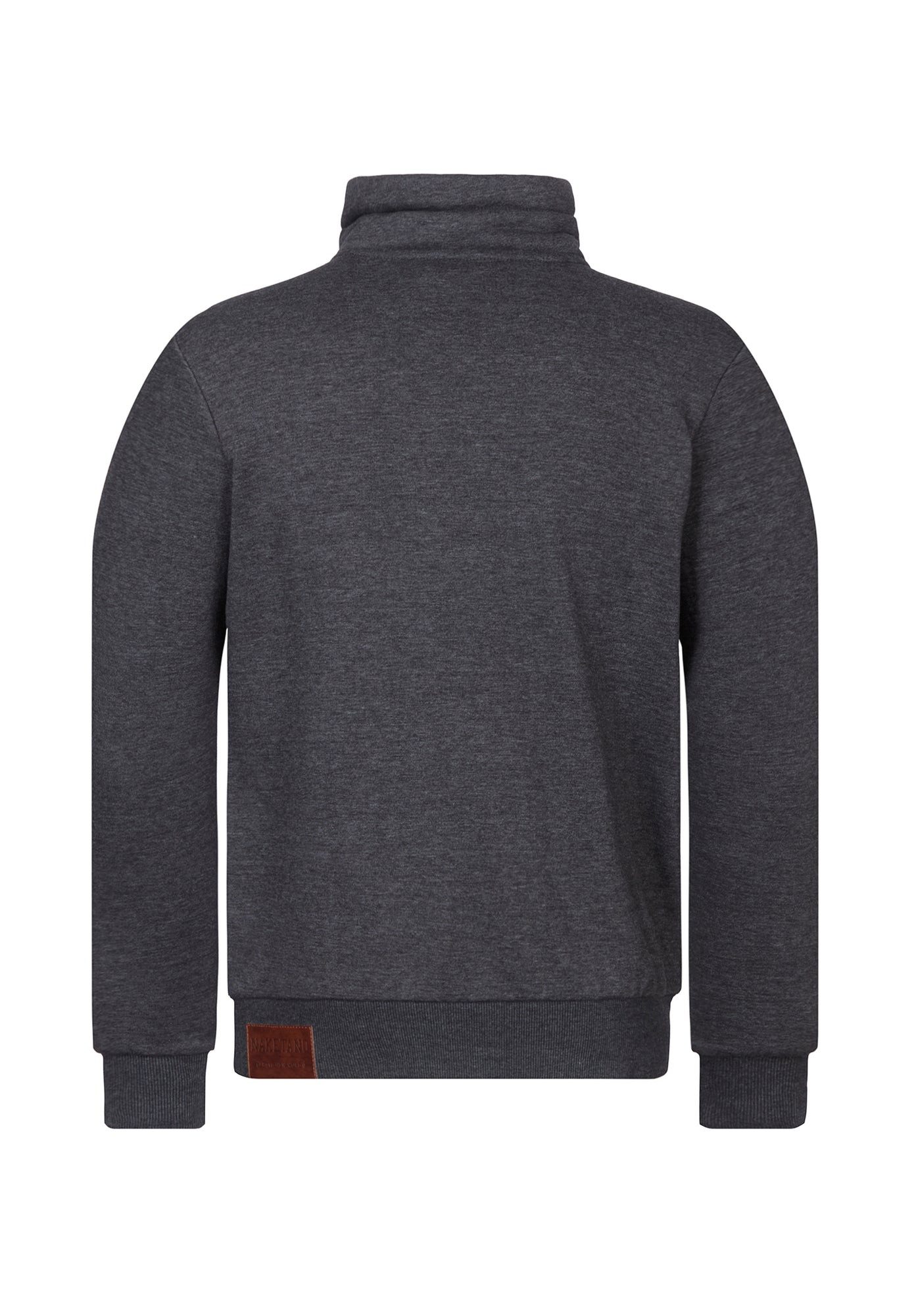 naketano Sweatjacke Herren hoher Stehkragen, Reißverschluss, Eingrifftaschen, meliert Rippbündchen, Kordelzug, Logo-Patch, Regular Fit, casual, Streetwear