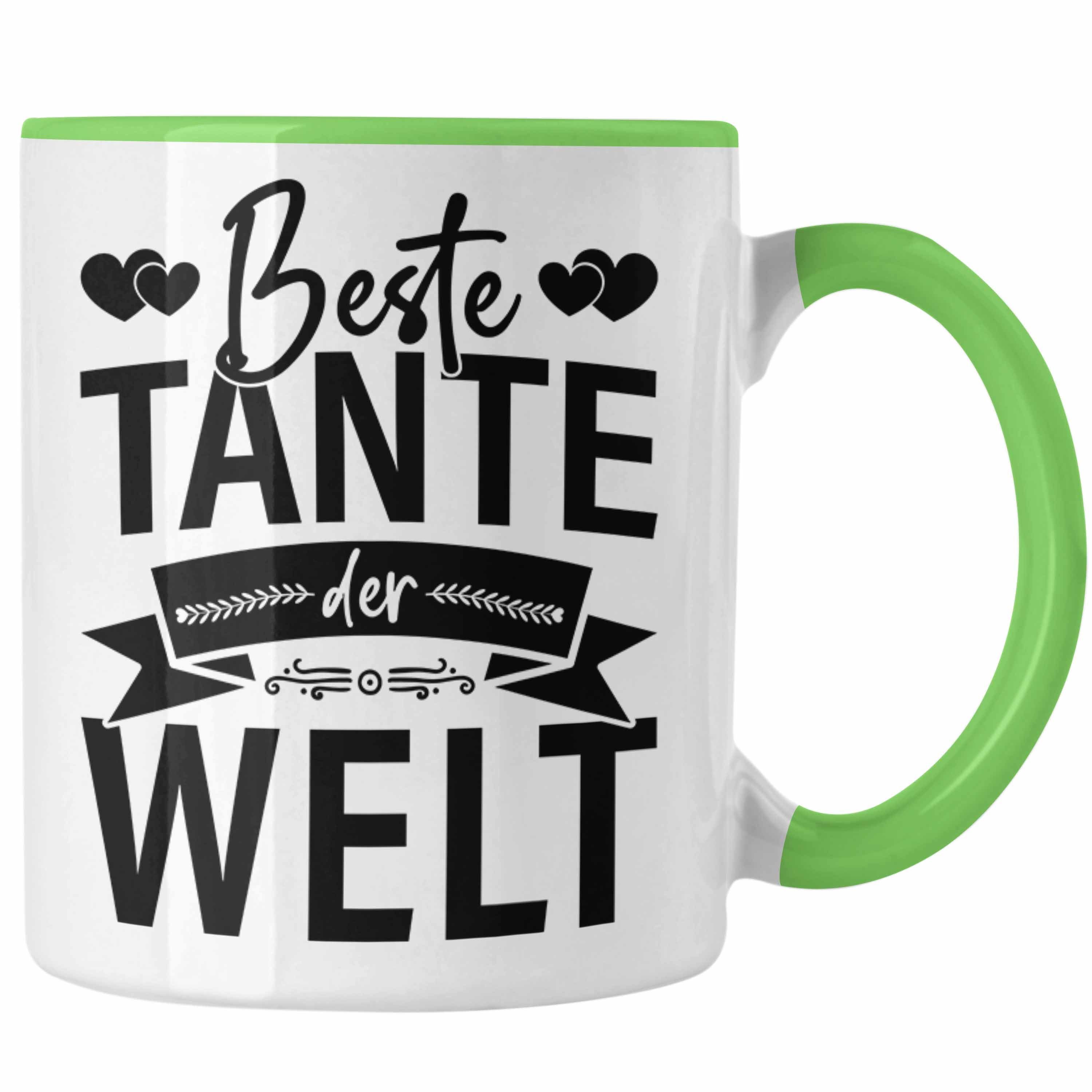 Trendation Tasse Trendation - Beste Tante Der Welt Tasse Geschenkidee Lustig Spruch Lieblingstante Geschenke Grün