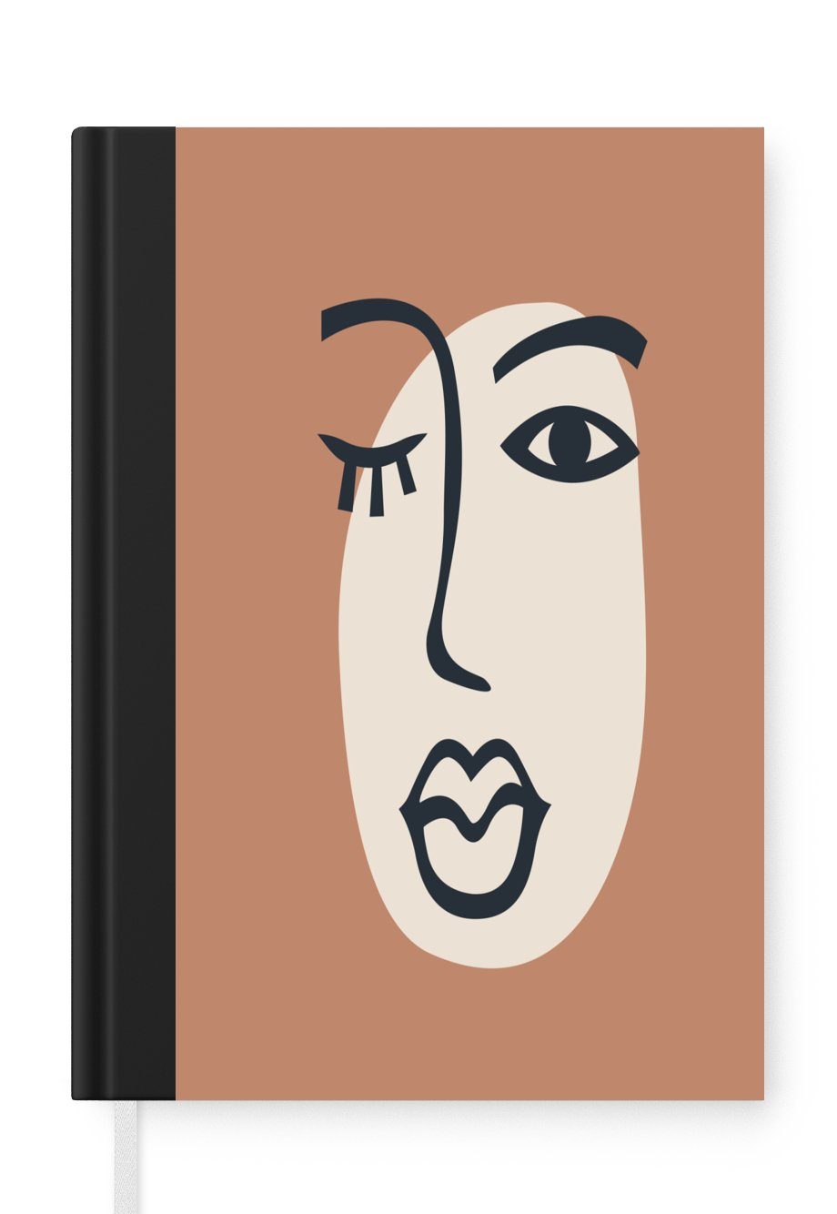 MuchoWow Notizbuch Pastell - Gesicht - Frau - Braun, Journal, Merkzettel, Tagebuch, Notizheft, A5, 98 Seiten, Haushaltsbuch