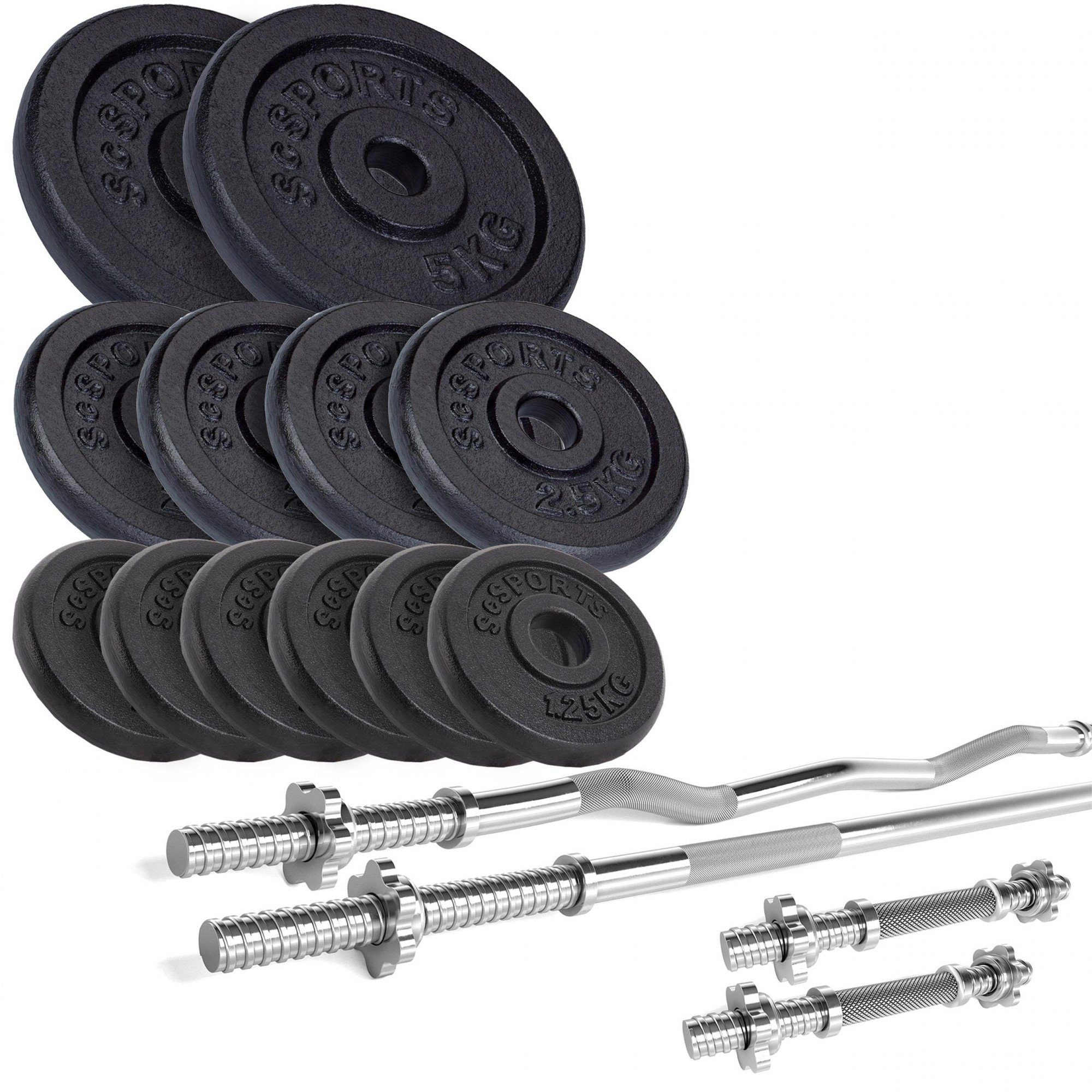 Kurzhanteln 48kg ScSPORTS® Hantel-Set 31mm Hanteln Langhantel Stange SZ Gewichte