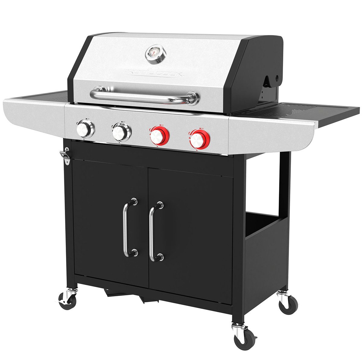 ProfiCook Gasgrill PC-GG 1311, Gasgrill bis zu 450°C, Grillroste aus Gusseisen