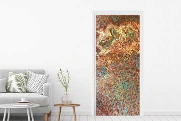 MuchoWow Türtapete Farben - Metallisch - Rost - Textur - Abstrakt, Matt, bedruckt, (1 St), Fototapete für Tür, Türaufkleber, 75x205 cm
