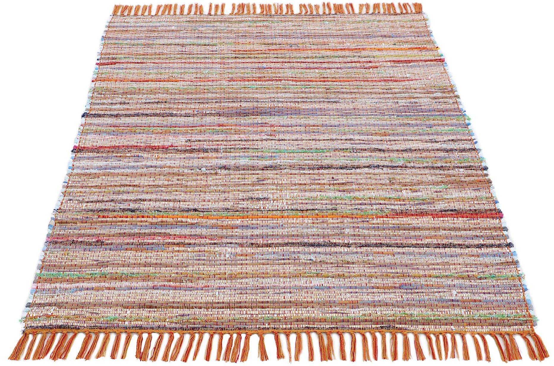 carpetfine Teppich Kelim Chindi, Wendeteppich, rechteckig, Höhe: 6 mm, handgewebt, Fleckerlteppich mit Fransen, auch vielen in Läufergrößen