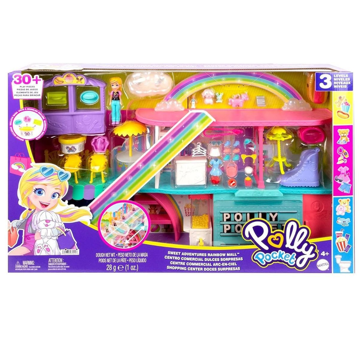 Mattel® Spielwelt Mattel HHX78 - Polly Pocket - 3-stöckiges Regenbogen-Einkaufszentrum