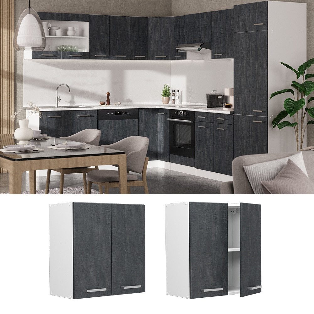 Vicco Hängeschrank R-Line, Schwarz Beton/Weiß, 60 cm (1-St)