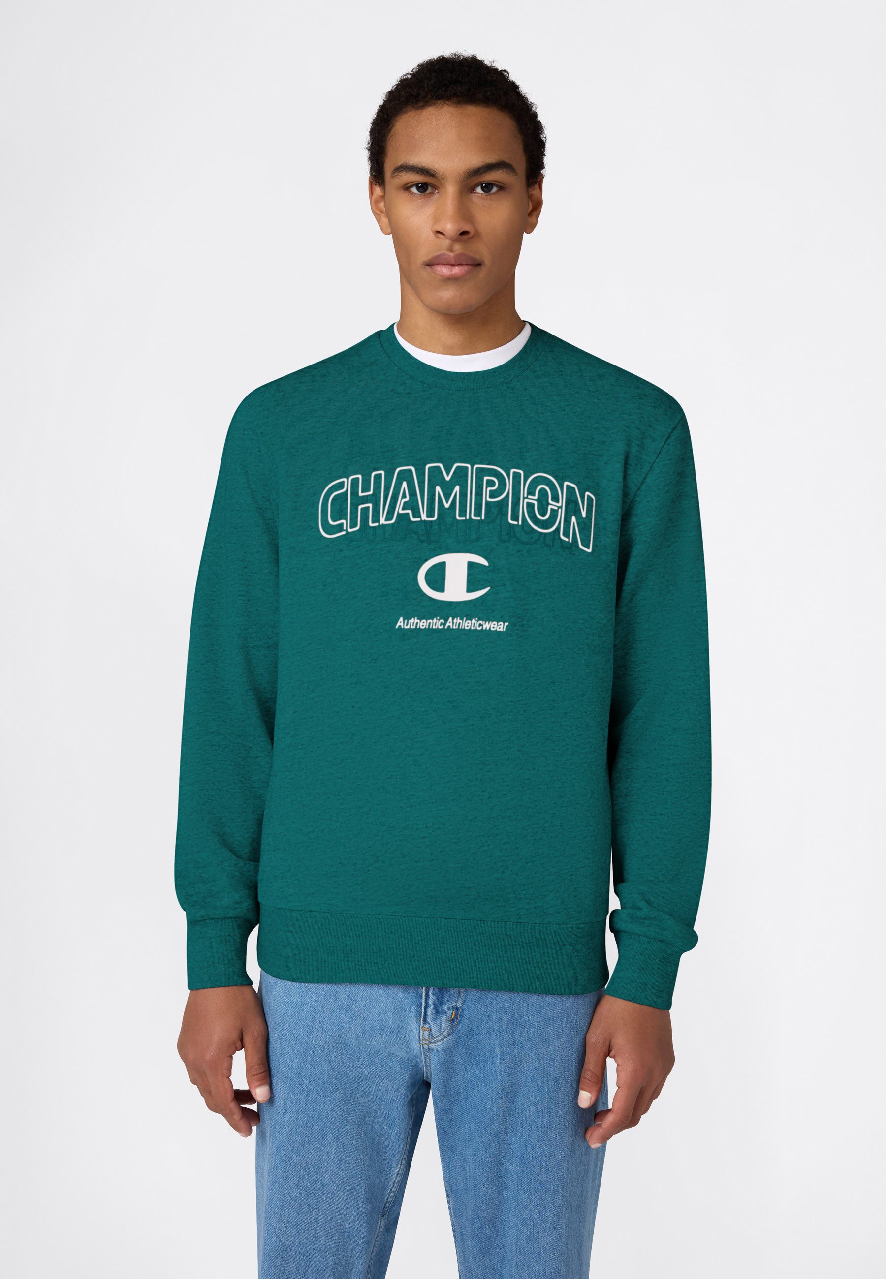 Champion Sweatshirt Graphic Terry Crewneck Sweatshirt mit Rundhalsausschnitt, ohne Verschluss, aus Baumwolle und Polyester