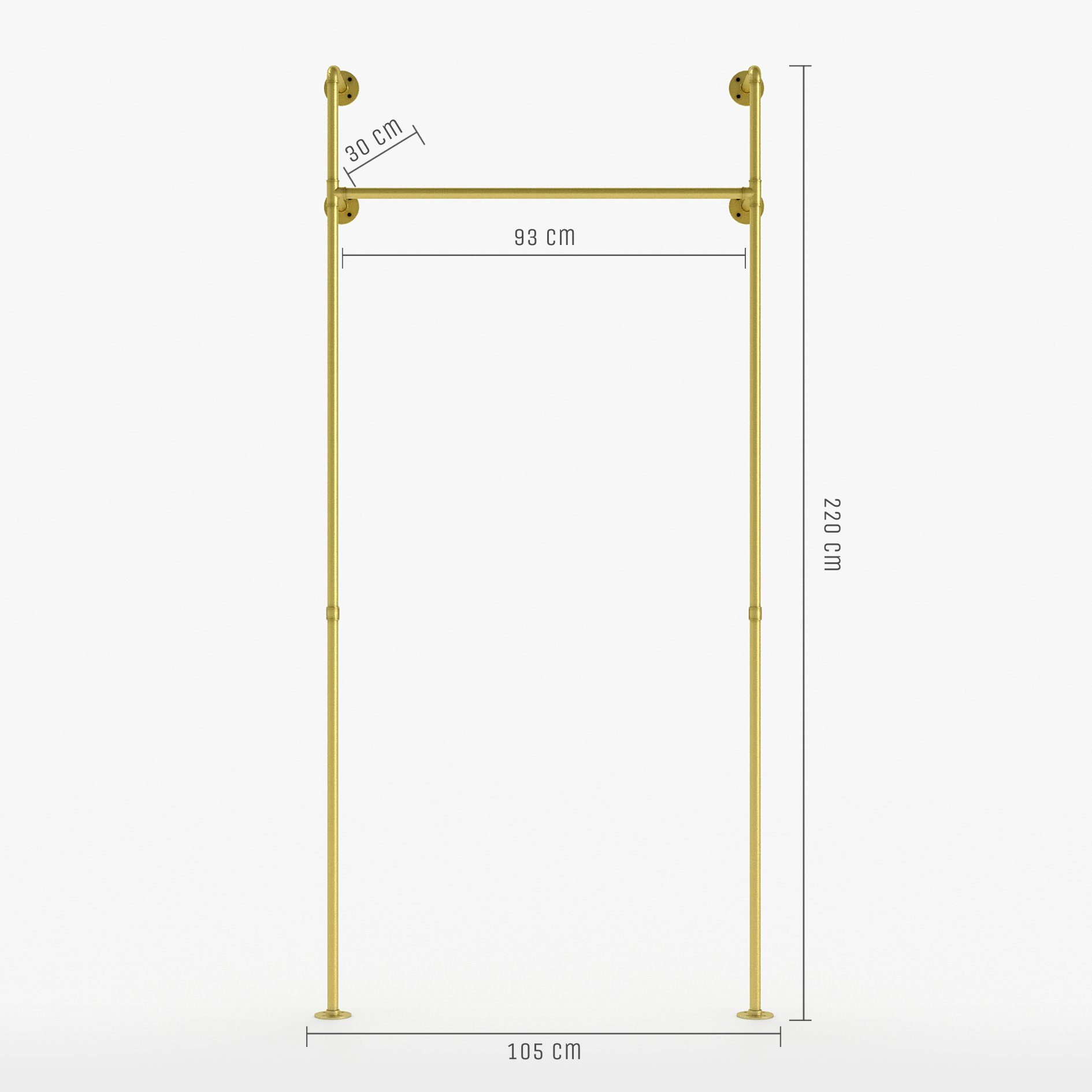 Kleiderständer Garderobenständer Design goldfarben Industrie Wandmontage im KIM, design zur Kleiderschrank pamo. offener