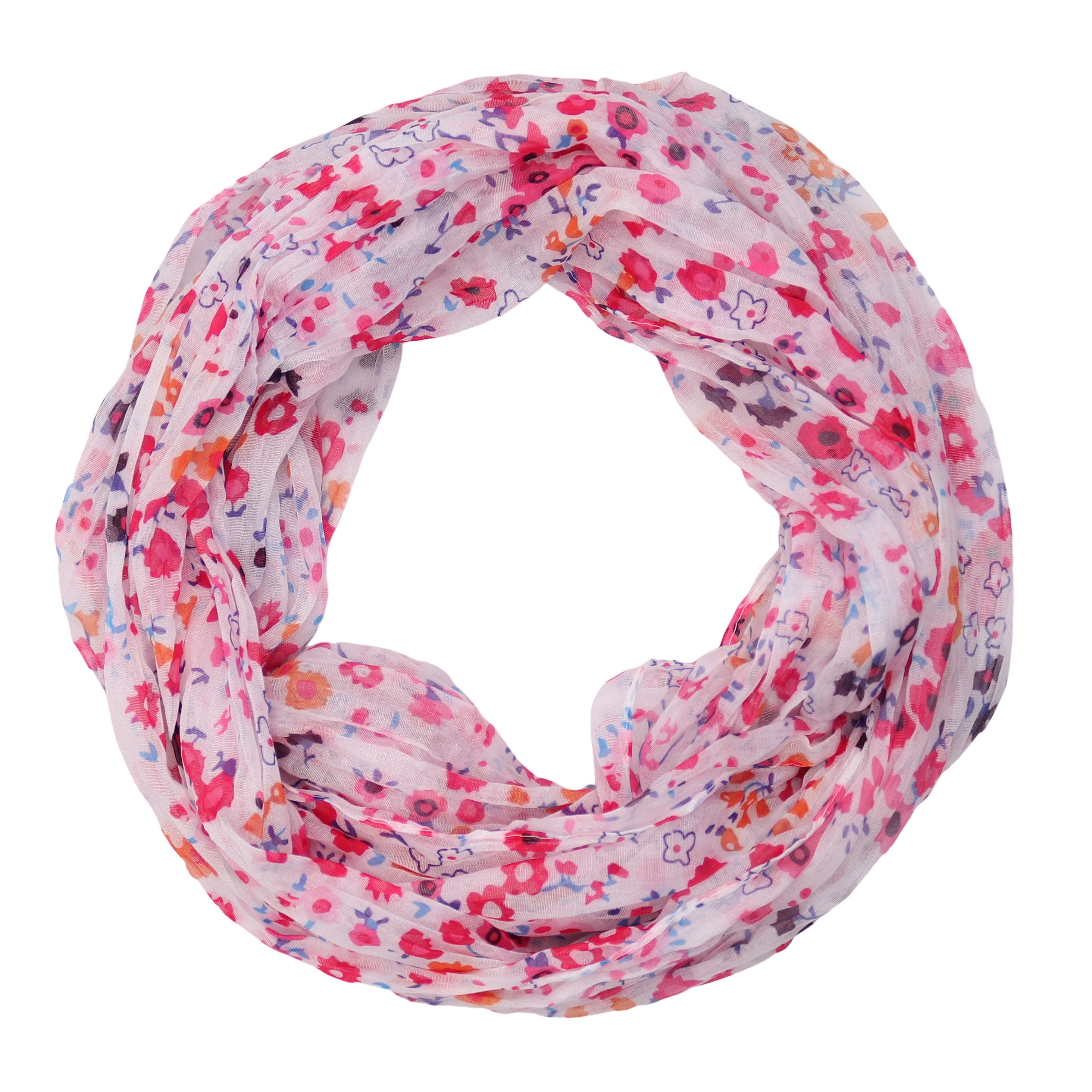 MIRROSI Loop Damen Schal mit Blümchen-Muster Weich, (zweimal um den Hals wickelbar, ca.45x75cm), Damen Halstuch ideal für Frühling, Sommer oder Herbst