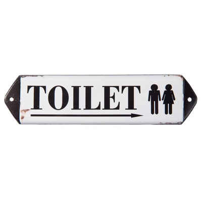 Clayre & Eef Wandbild, WC, Schoenes Toiletten WC Hinweisschild aus Metall weiss mit schw