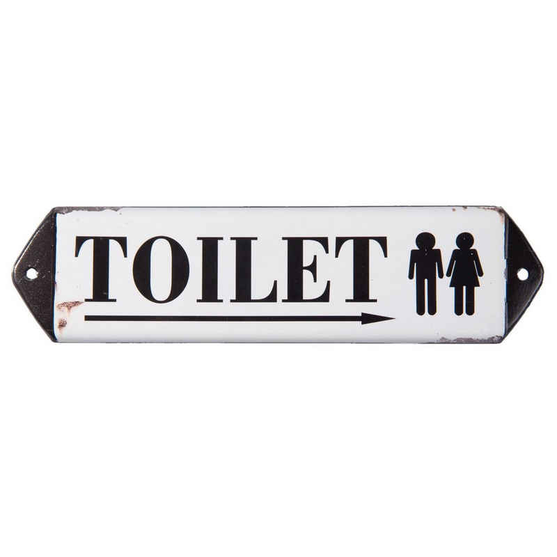 Clayre & Eef Wandbild, WC, Schoenes Toiletten WC Hinweisschild aus Metall weiss mit schw