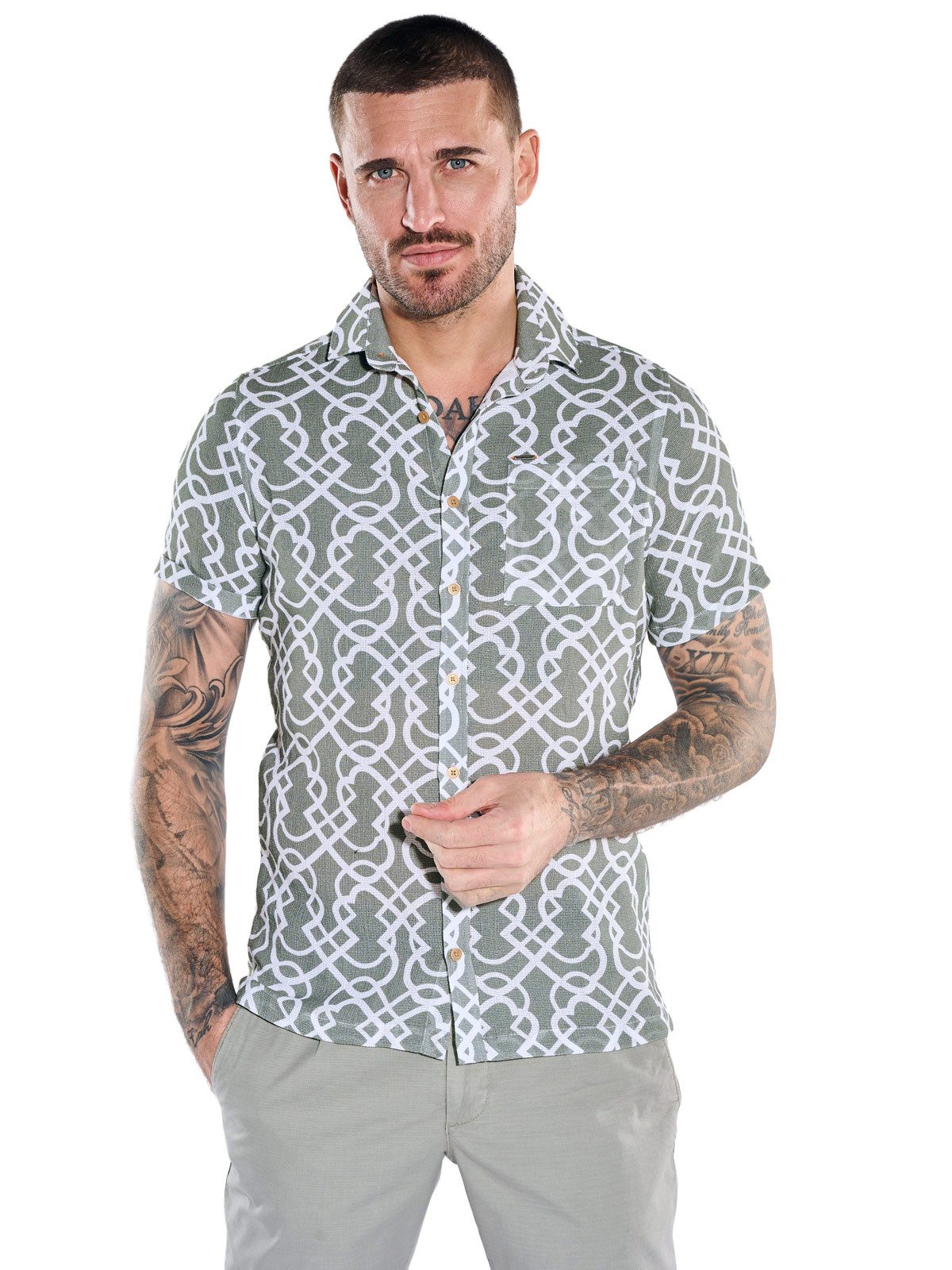 emilio adani Kurzarmhemd Herren Hemd kurzarm, Grau