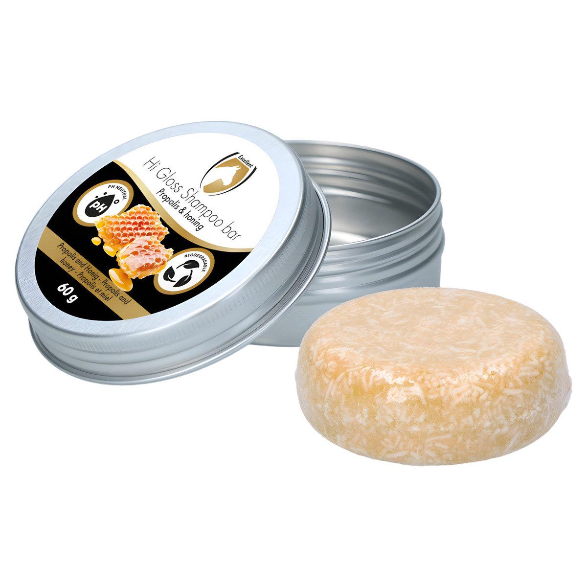 Excellent Horse Pferdebürste Hi Gloss Shampoo Bar Propolis & Honig 60 g