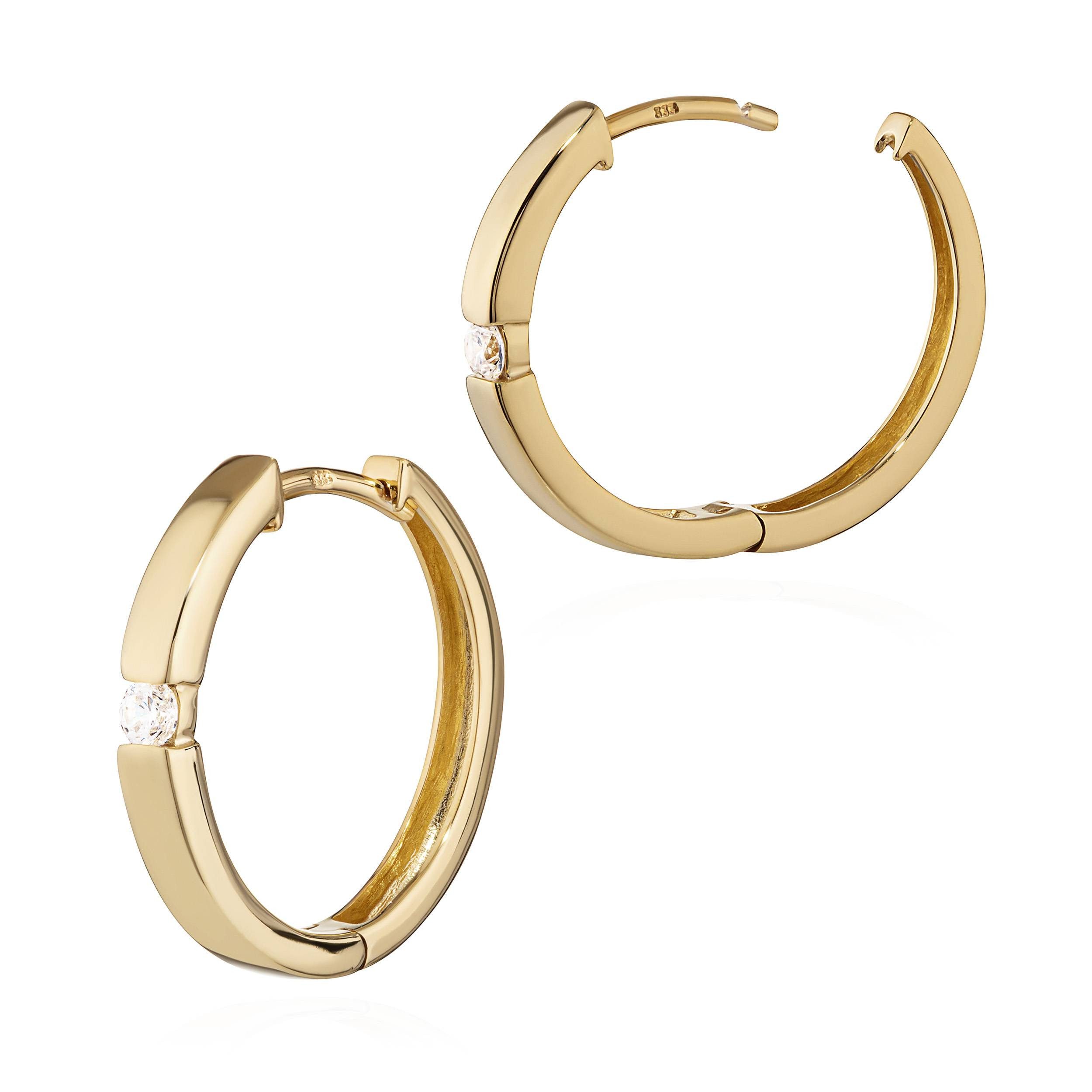 NKlaus Klappcreolen Paar 333 Gelbgold Klappcreolen Ohrringen 18,4 X 2, (Damen)