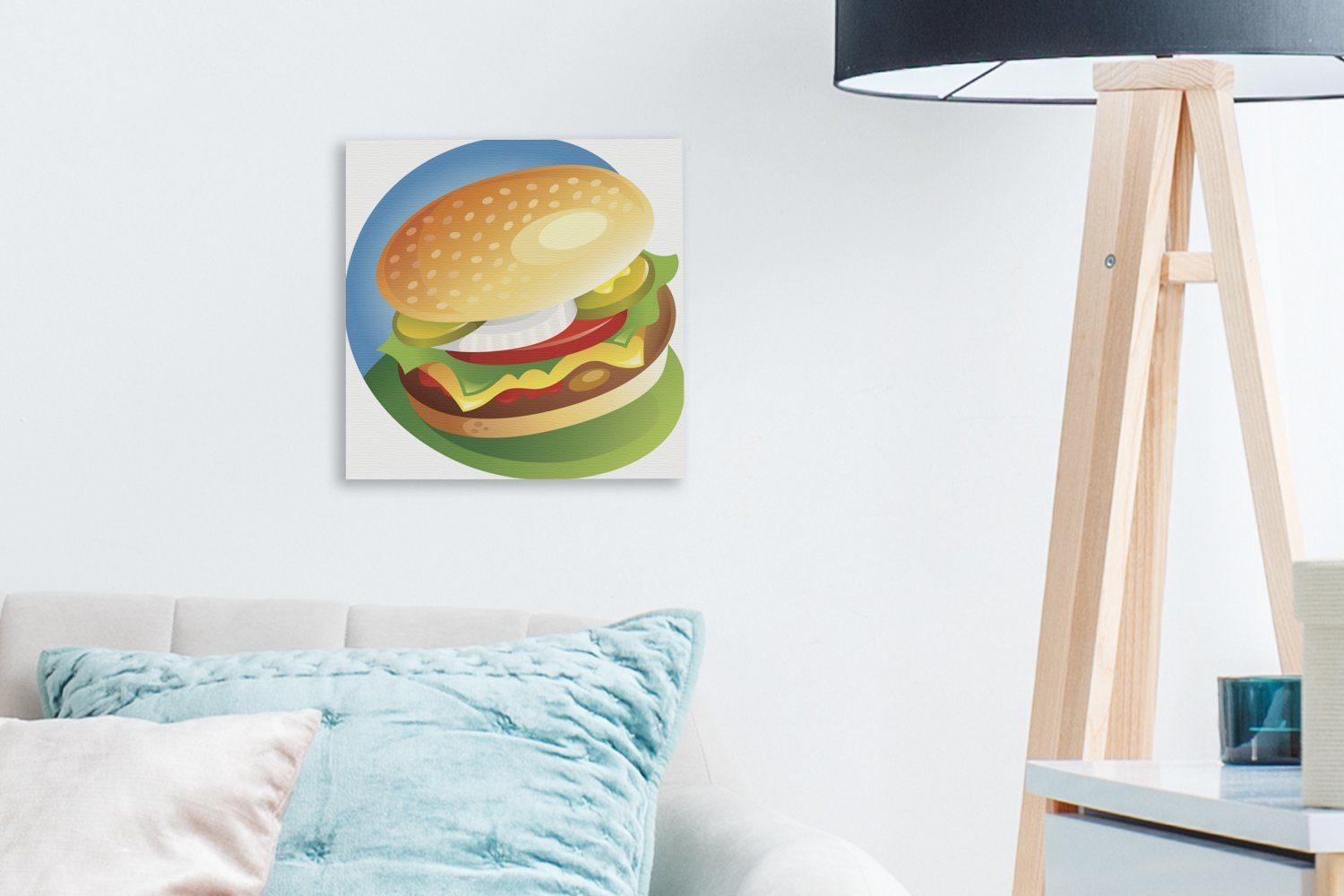 (1 für Leinwandbild vollen Schlafzimmer Leinwand Illustration Hamburgers, St), Wohnzimmer eines OneMillionCanvasses® Eine Bilder