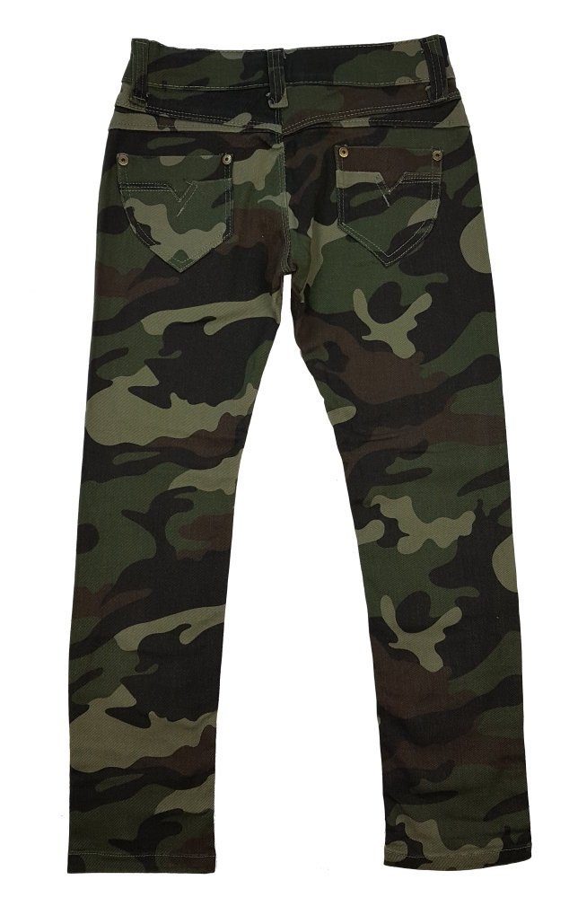 Girls Fashion 5-Pocket-Jeans Mädchen Army Tarnhose, Camouflage Muster M8152