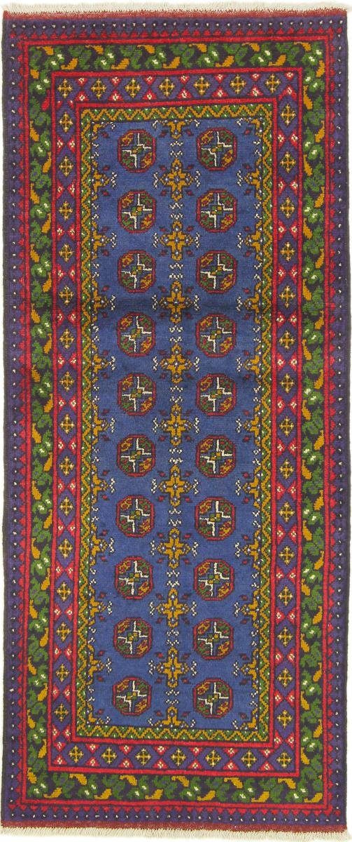 Orientteppich Afghan Akhche 81x203 Handgeknüpfter Orientteppich Läufer, Nain Trading, rechteckig, Höhe: 6 mm