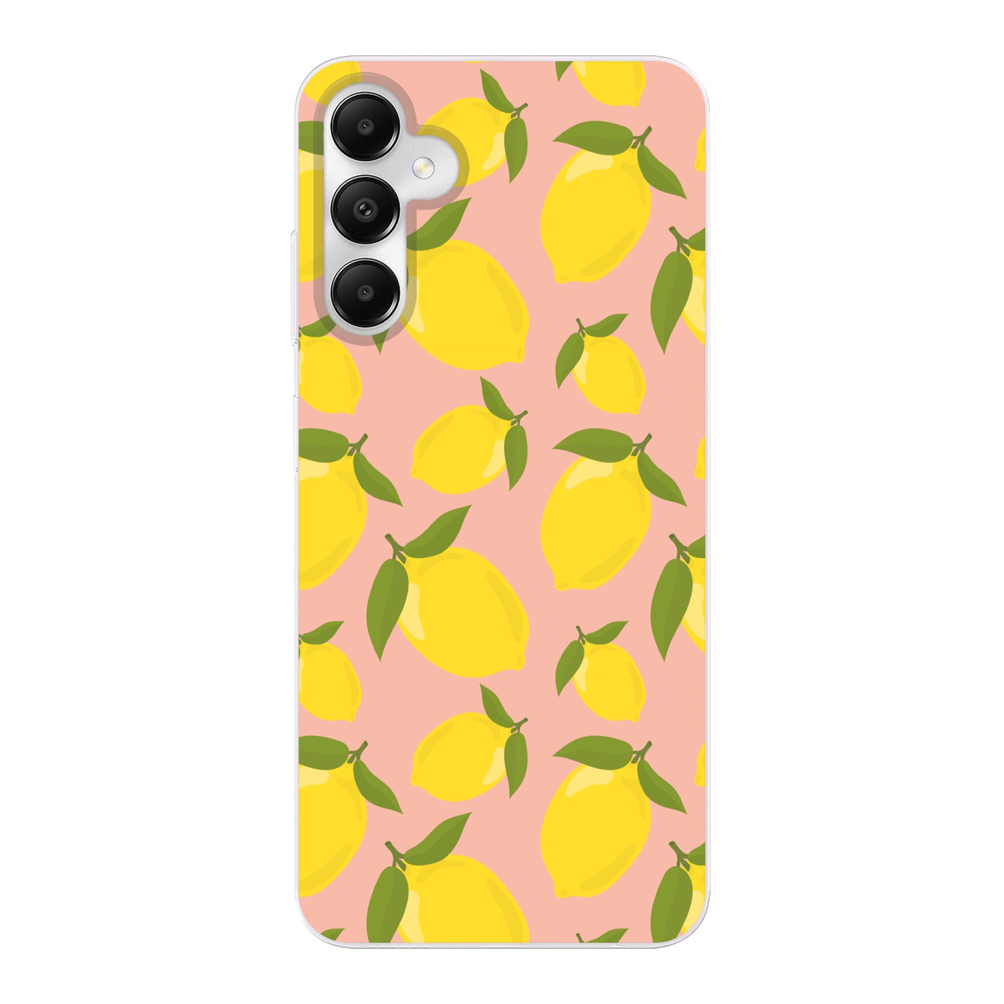 MuchoWow Handyhülle für Samsung Galaxy A05s Zitronen - Gelb - Rosa - Muster - Obst, Smartphone-Bumper, Print, Handy Schutzhülle Dünn