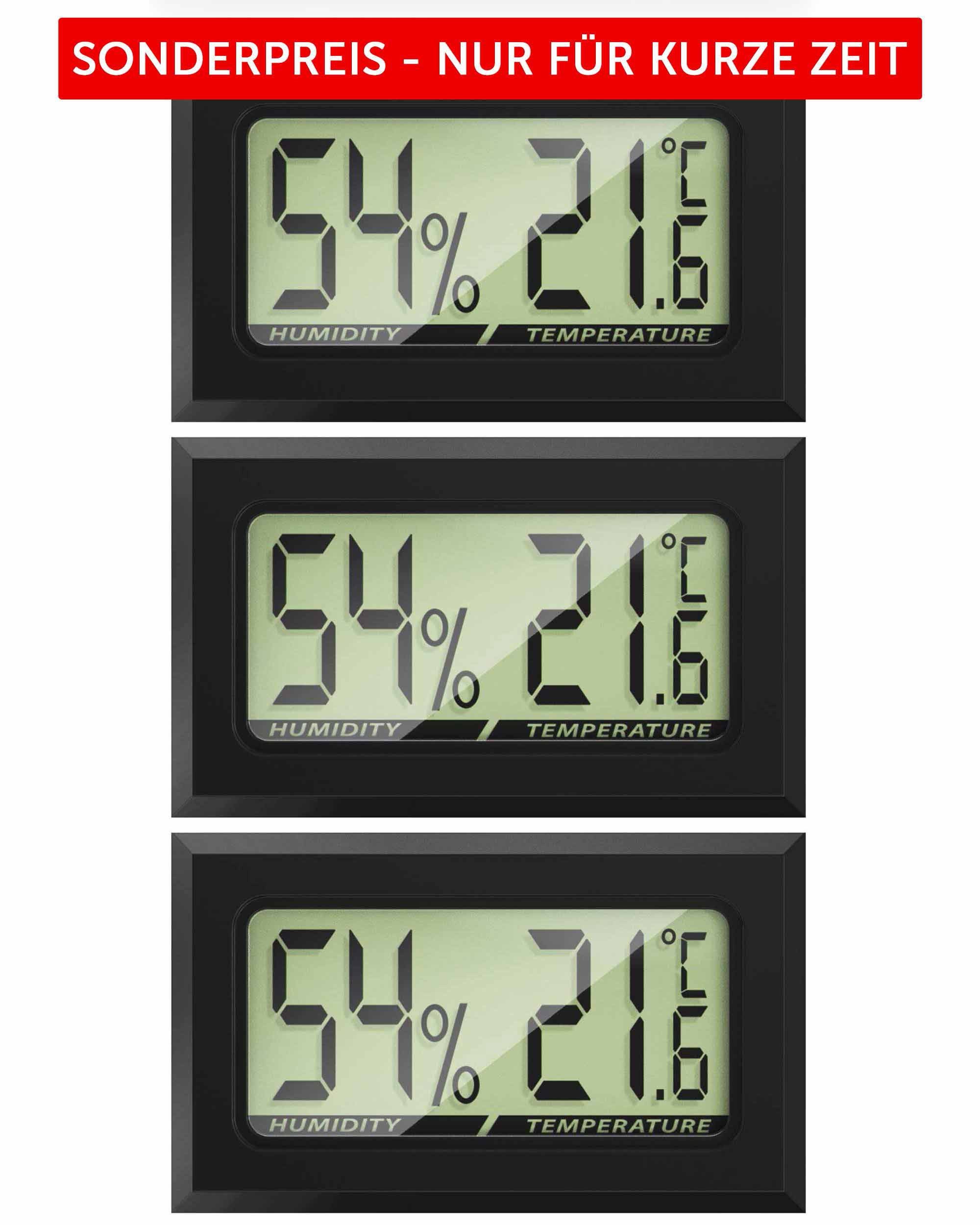 MAVORI Raumthermometer und Hygrometer innen mit sehr präzisen Messwerten, 3-tlg., Hygrometer mit Thermometer digital