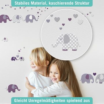 lovely label Wandsticker Elefanten aubergine/grau - Wandtattoo Kinderzimmer Baby