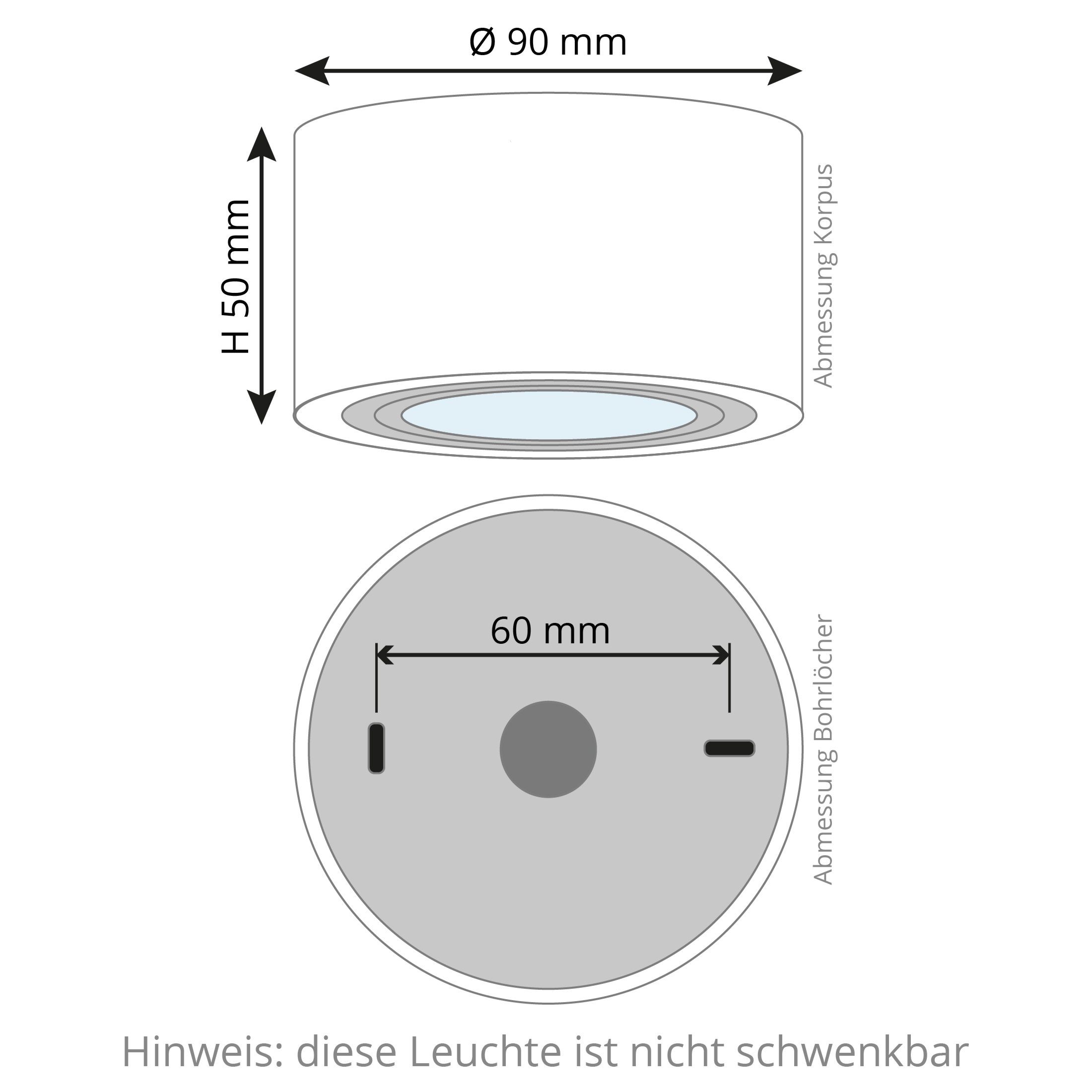 neutralweiss Aufbauspot IP44 SSC-LUXon Bad LUZA Aussen LED Aufbauleuchte fuer 230V, flach & 5W Neutralweiß