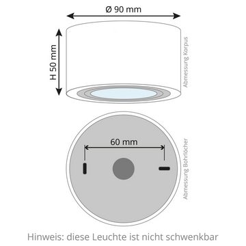 SSC-LUXon Aufbauleuchte LUZA Aufbauspot flach IP44 fuer Bad & Aussen LED 4W neutralweiss 230V, Neutralweiß