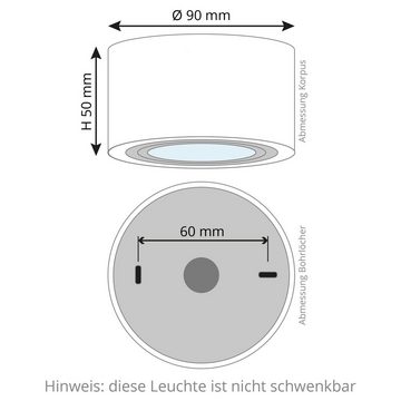 SSC-LUXon Aufbauleuchte Flacher Aufbauspot LUZA fuer Bad & Aussen IP44 LED 4W warmweiss 230V, Extra Warmweiß