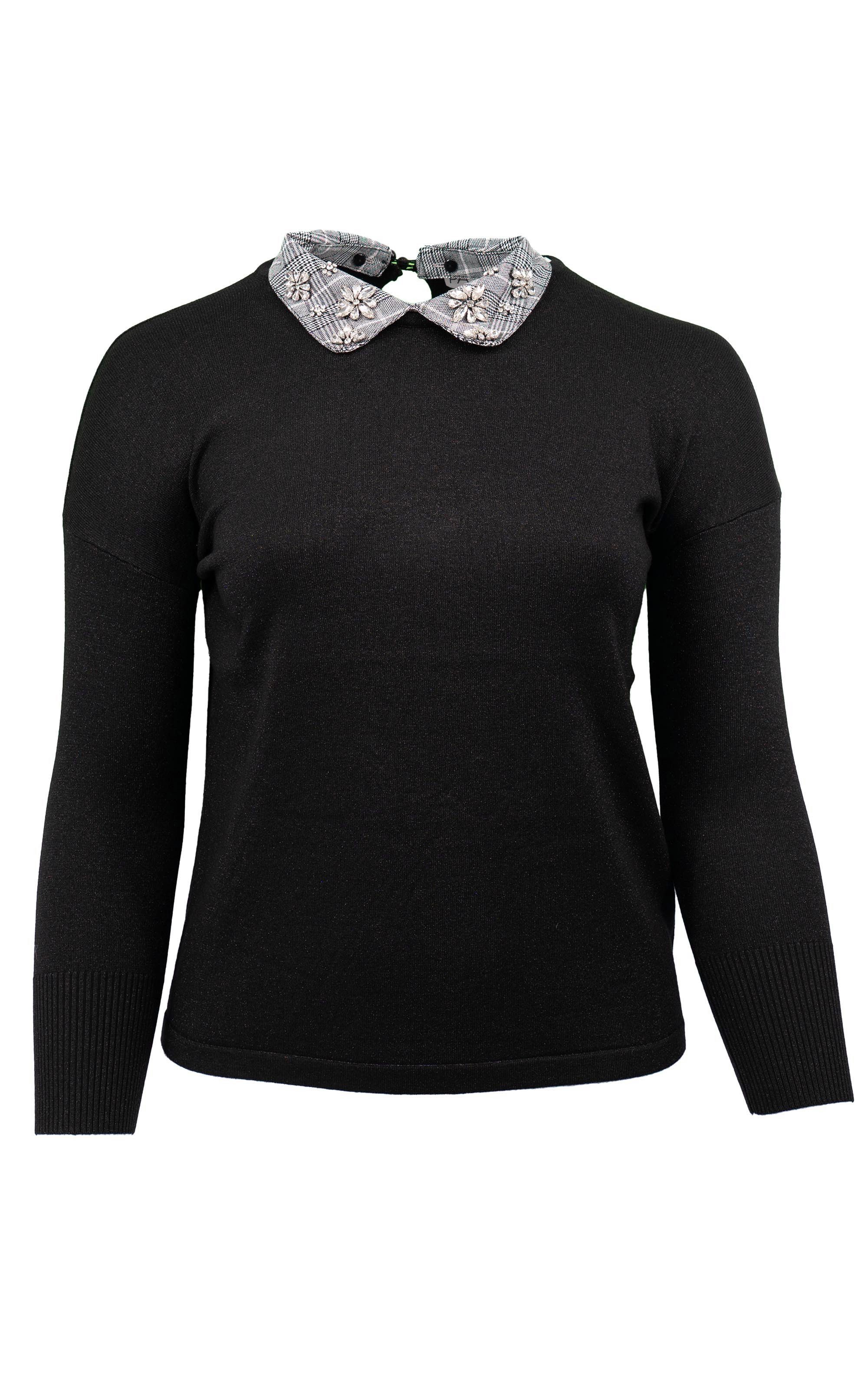 Passioni Strickpullover Glitzerpullover mit Kragen günstig online kaufen