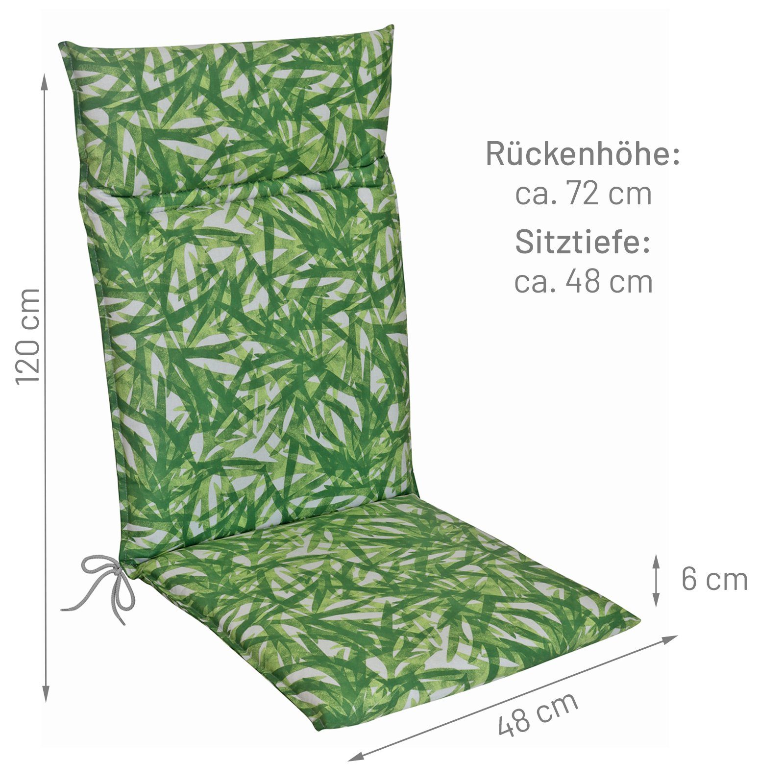KETTLER Hochlehnerauflage Design 931 Palmenmotiv, (1 St), Gartenstuhlkissen Hochlehner 120x48x6cm, Grün – Bild 3 von 5