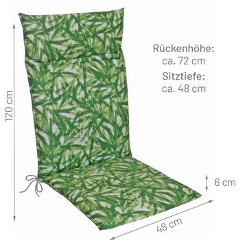 KETTLER Hochlehnerauflage Design 931 Palmenmotiv, (1 St), Gartenstuhlkissen Hochlehner 120x48x6cm, Grün