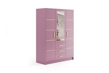 ALTDECOR Drehtürenschrank BALA (Kleiderschrank Drehtürenschränke mit Spiegel und Schubladen)