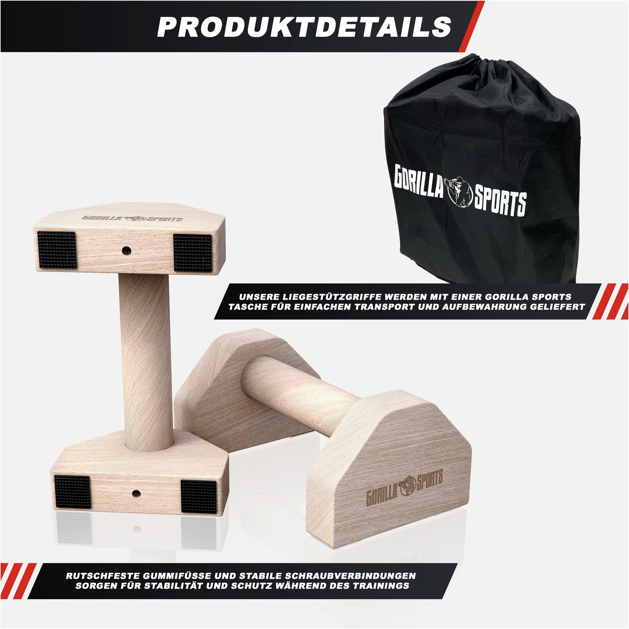 GORILLA SPORTS Handstandtrainer Liegestützgriffe aus Holz (1-St)