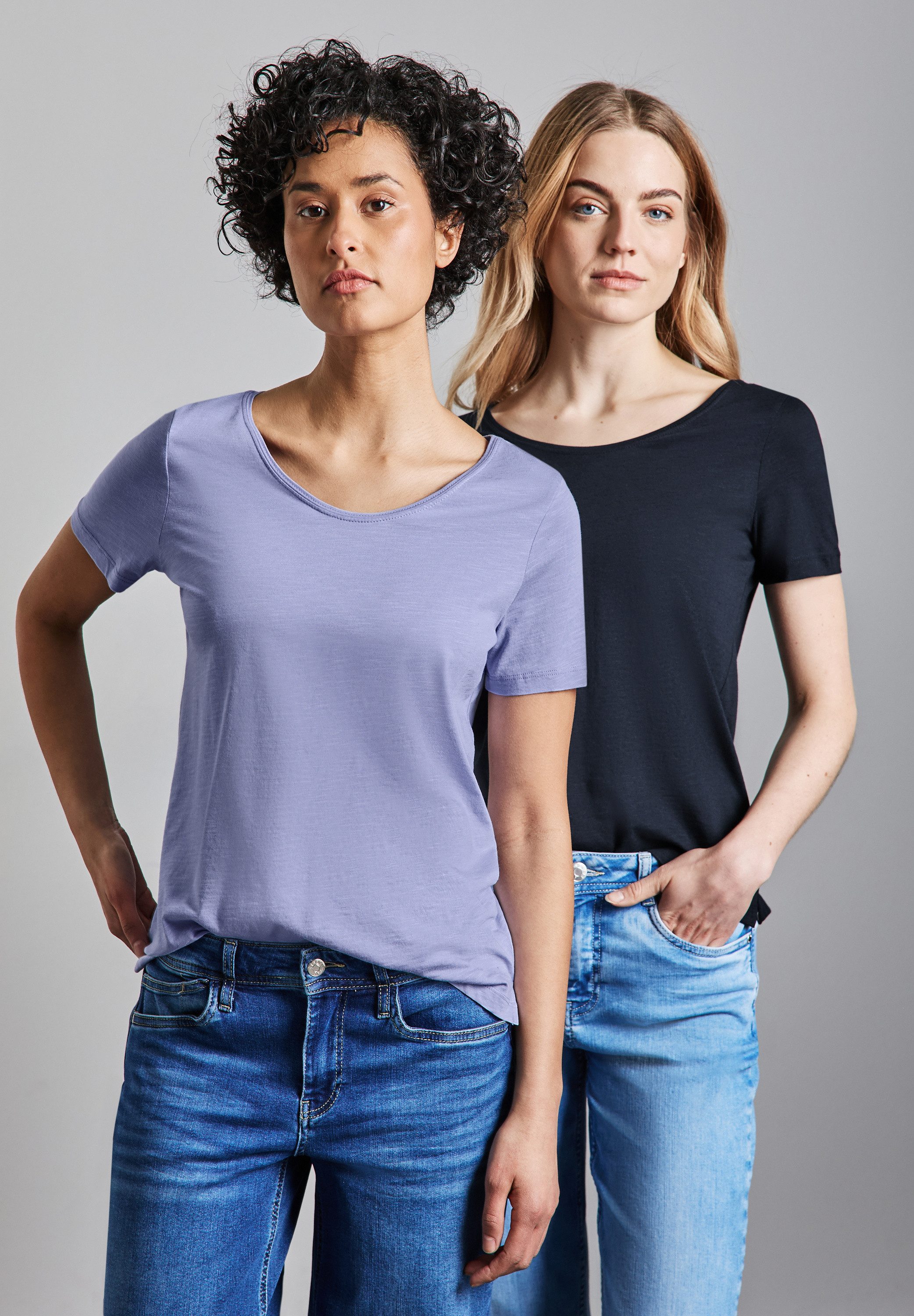 STREET ONE V-Shirt, im soften Baumwoll-Mix günstig online kaufen