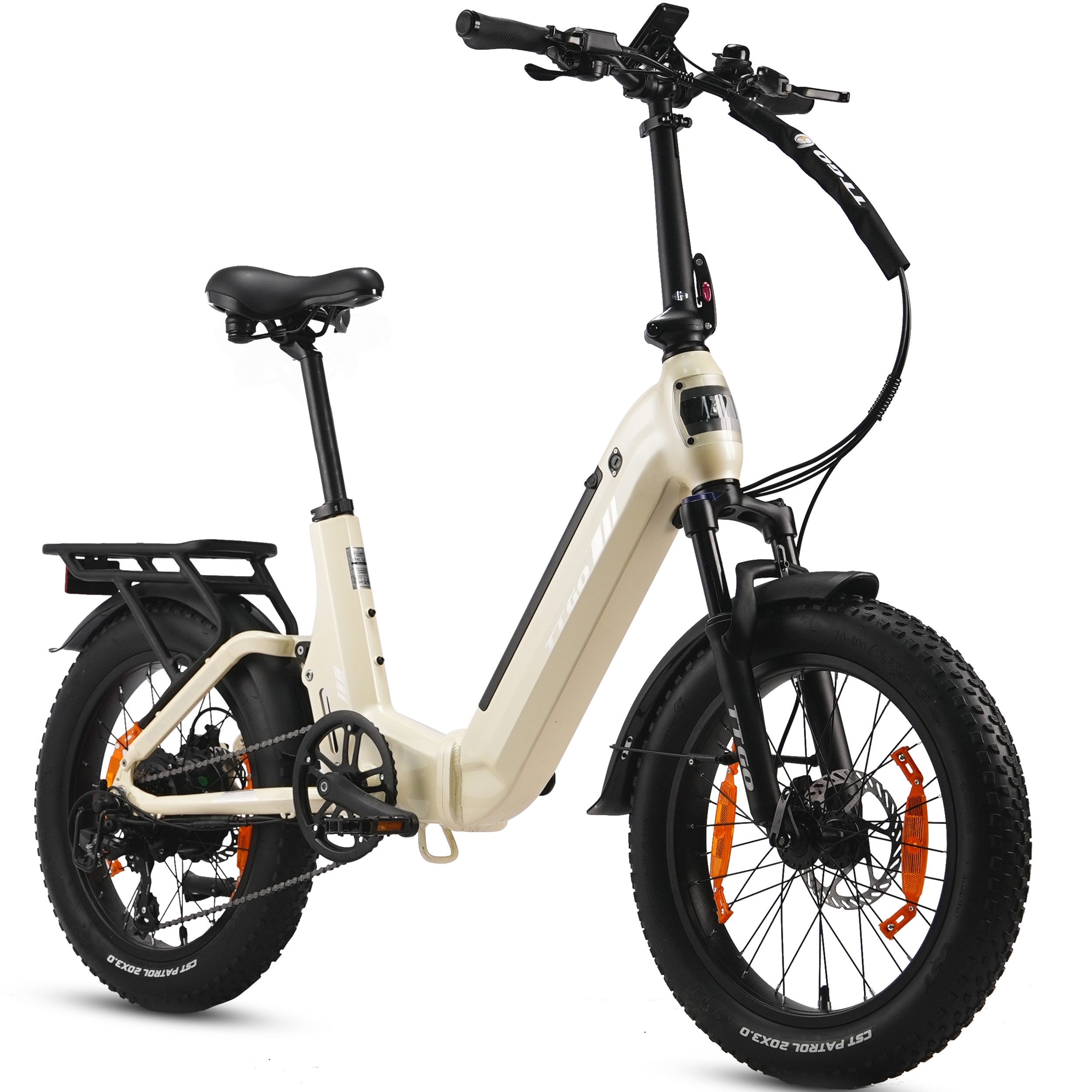 TTGO E-Bike Klapprad 20 Zoll, Fully, Vollfederung, 70Nm Hinterradmotor, 120km, max.150kg, 7 Gang SHIMANO, Kettenschaltung, Heckmotor, 720 Wh, (Softtail, hydr. Scheibenbremse, mit Bremslicht), F7, Drehmomentsensor, Lockout-Federgabel, Elektrofahrrad, Damen Herren