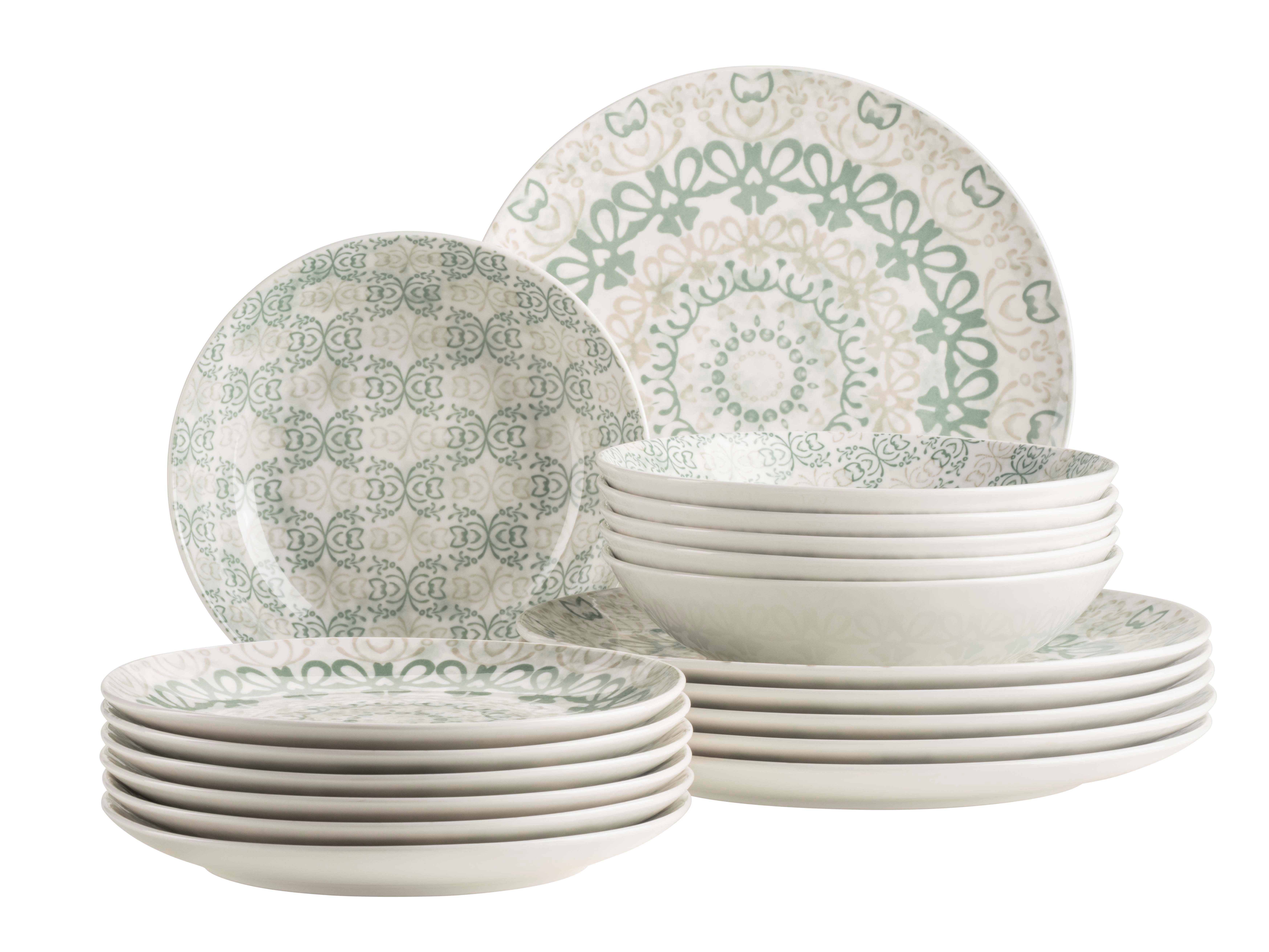 MÄSER Teller-Set Ornea (18-tlg), 6 Personen, Porzellan, Geschirr-Set, Service