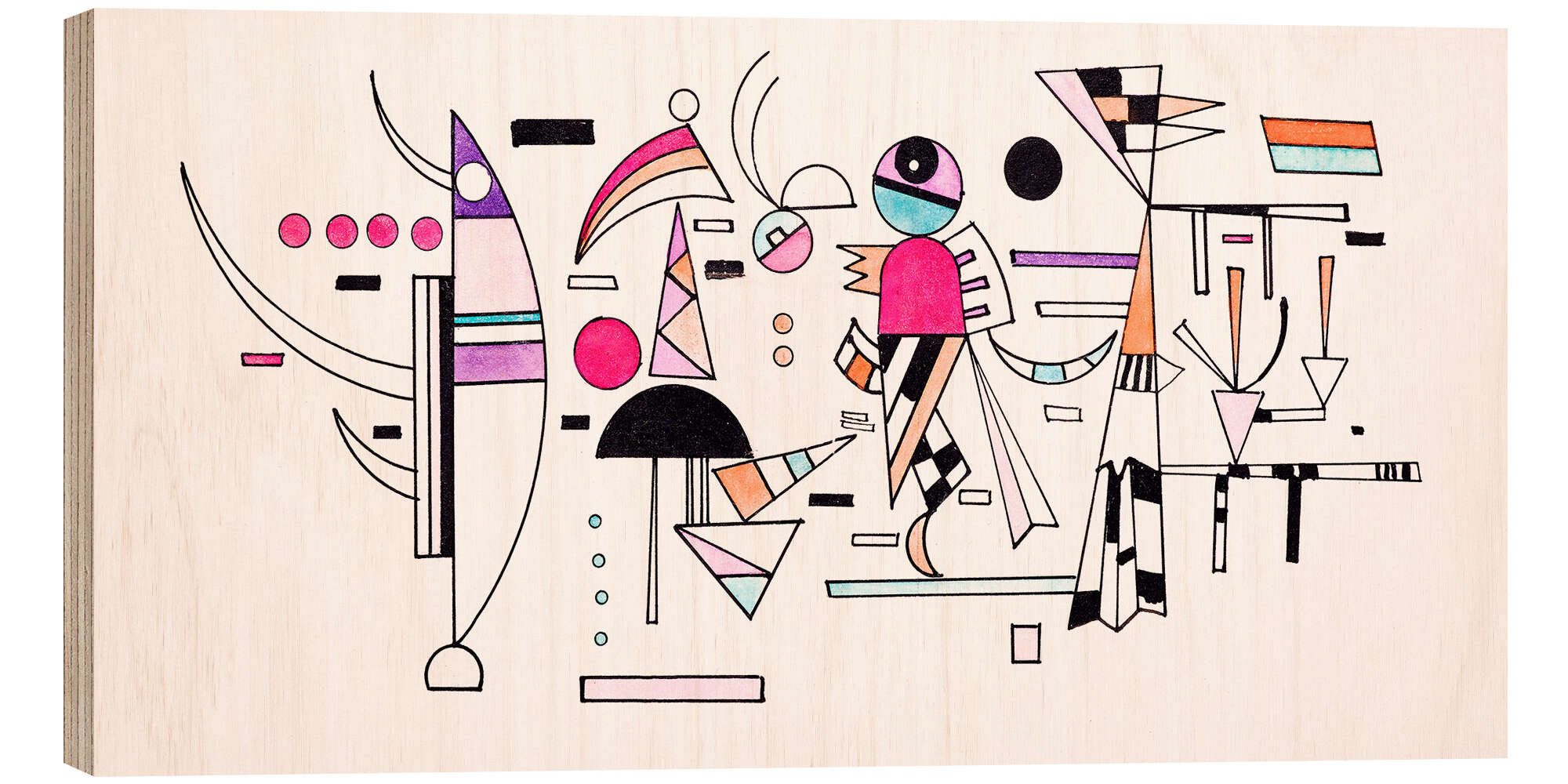 Posterlounge Holzbild Wassily Kandinsky, Entwurf zu Leicht Zusammen, Malerei