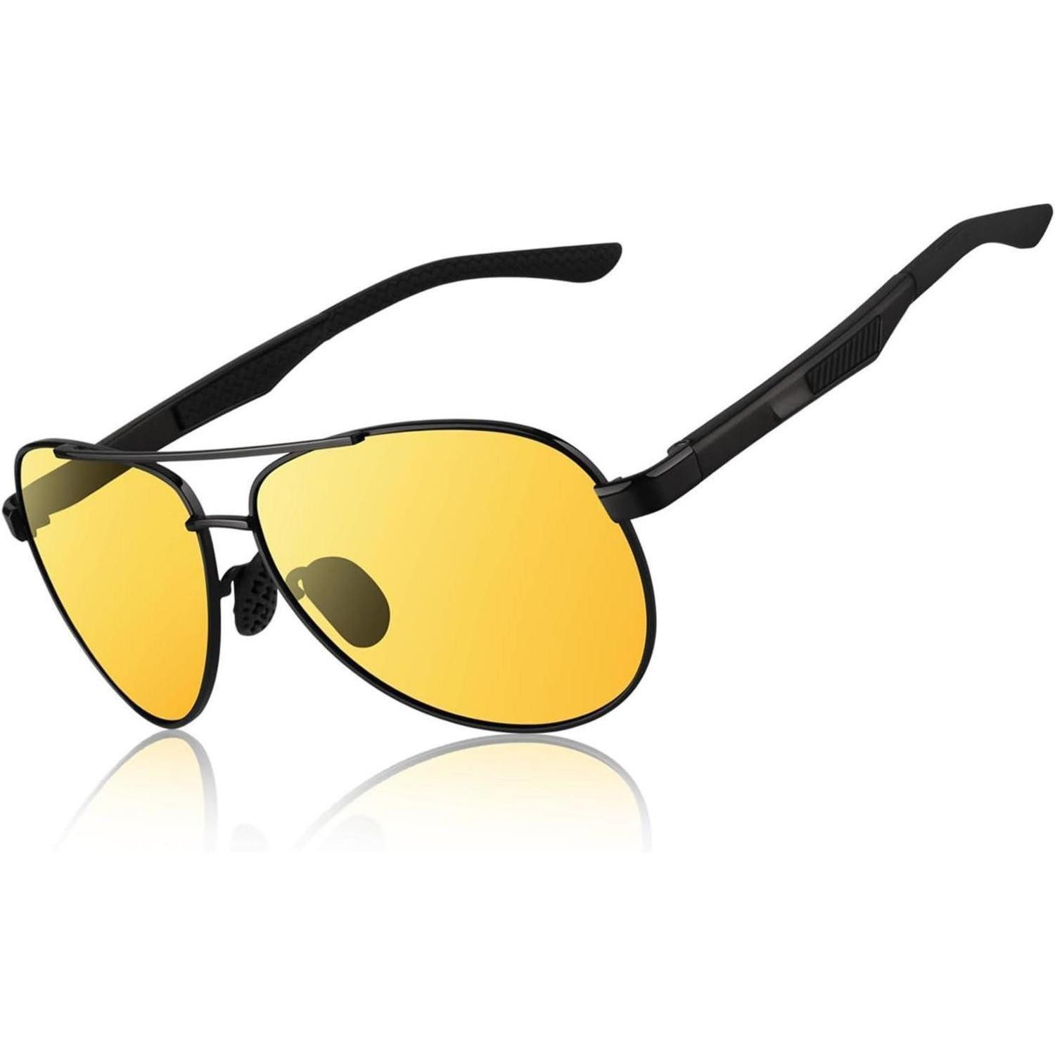 LuxusKollektion Pilotenbrille Sonnenbrille Herren Polarisiert UV400 CAT3 AlMg H Schwarz Gelb