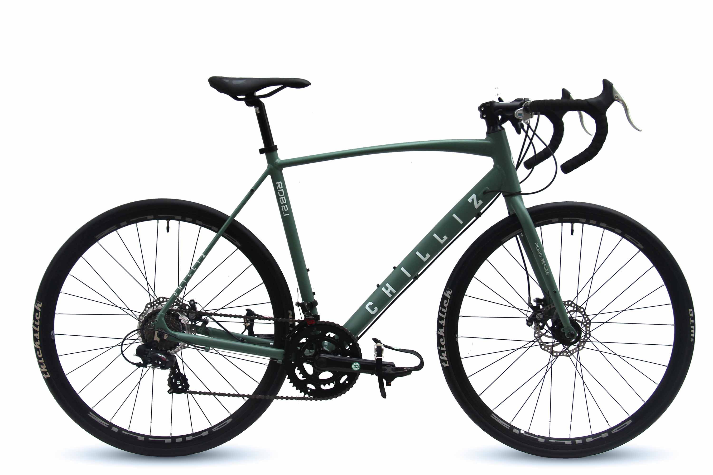 CHILLIZ Rennrad CHILLIZ Rennrad 28 Zoll RDB2.1 grün 14 Gang Shimano Schaltung, Rahmenhöhe 57 cm, 28mm- Slick Reifen, Zoom Scheibenbremsen