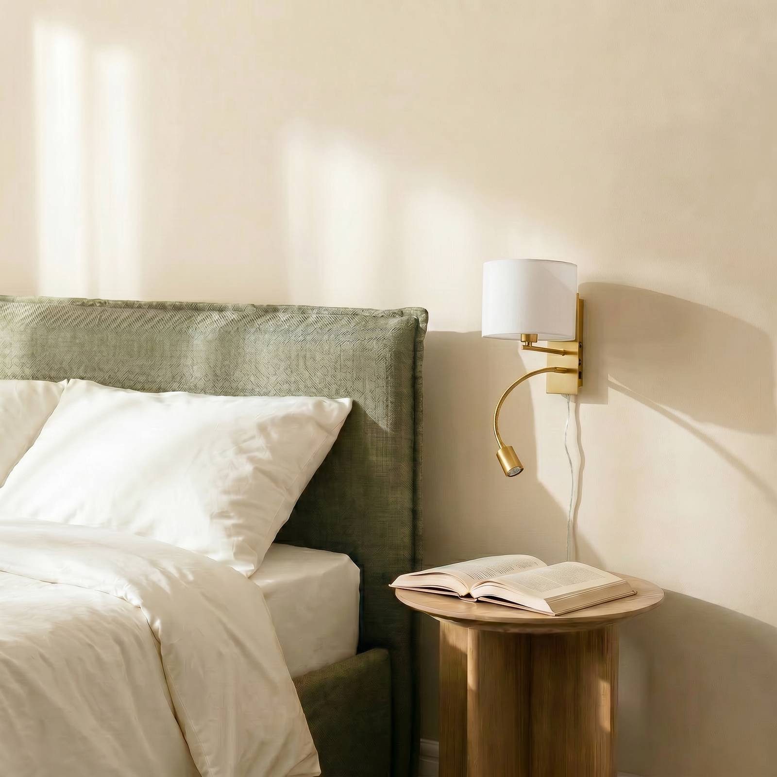 Lindby Wandleuchte Florens, Gold / Messing warmweiß IP20, 1 x 40 W E14 (exkl) + 1 x 4 W LED (inkl), warmweiß
