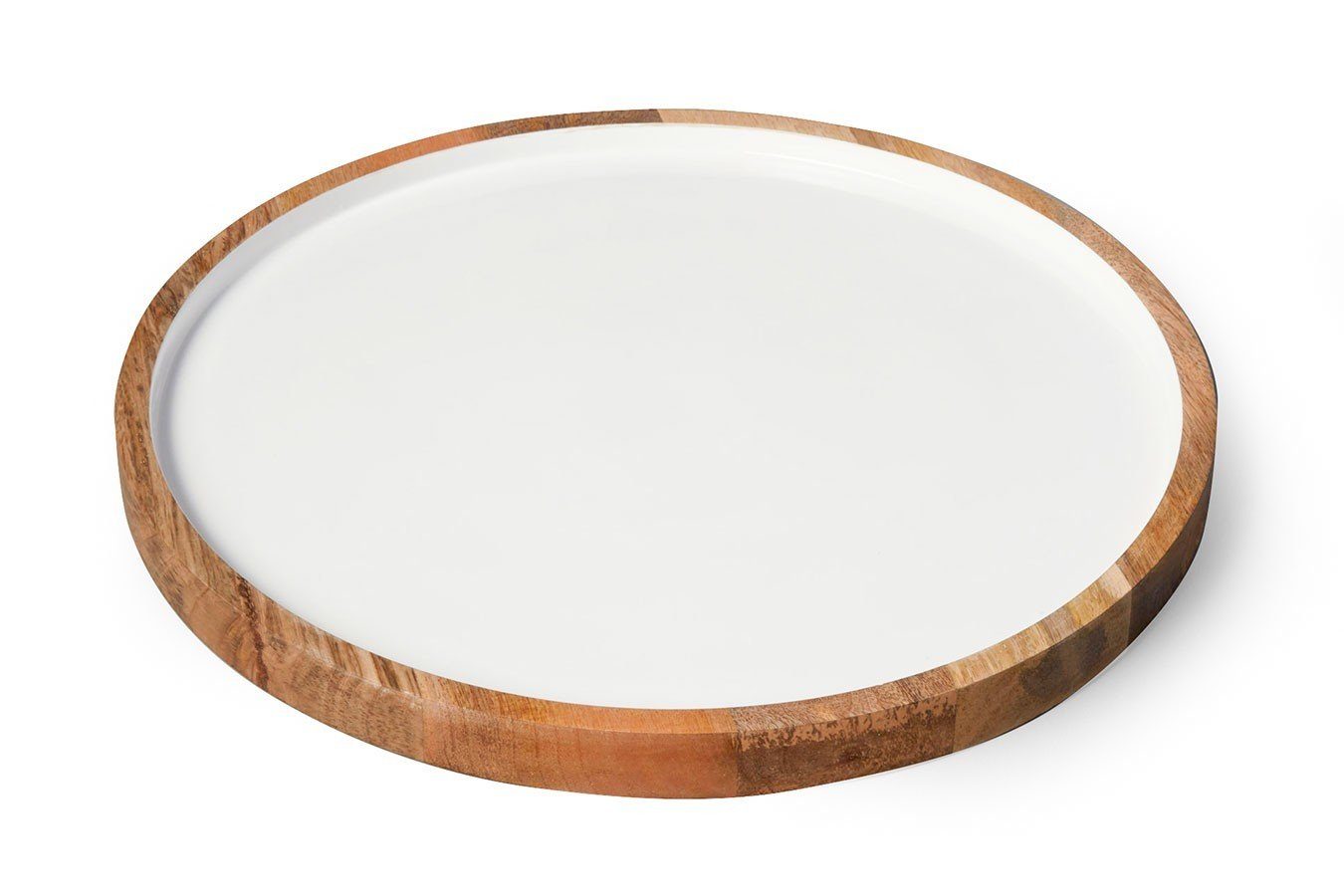 Tablett Holztablett weiß D 38 cm
