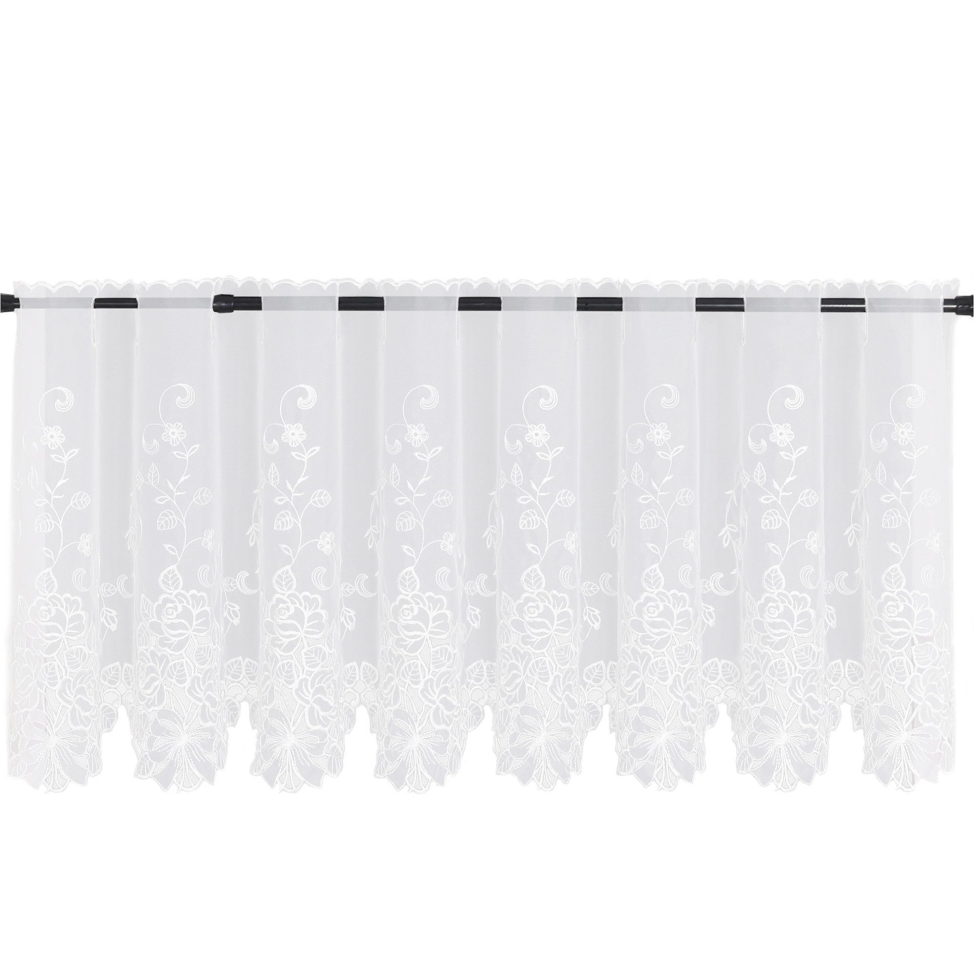 Delien Scheibengardine Stickerei Blume (1 St), Durchzuglöcher, Voile, Vinta günstig online kaufen