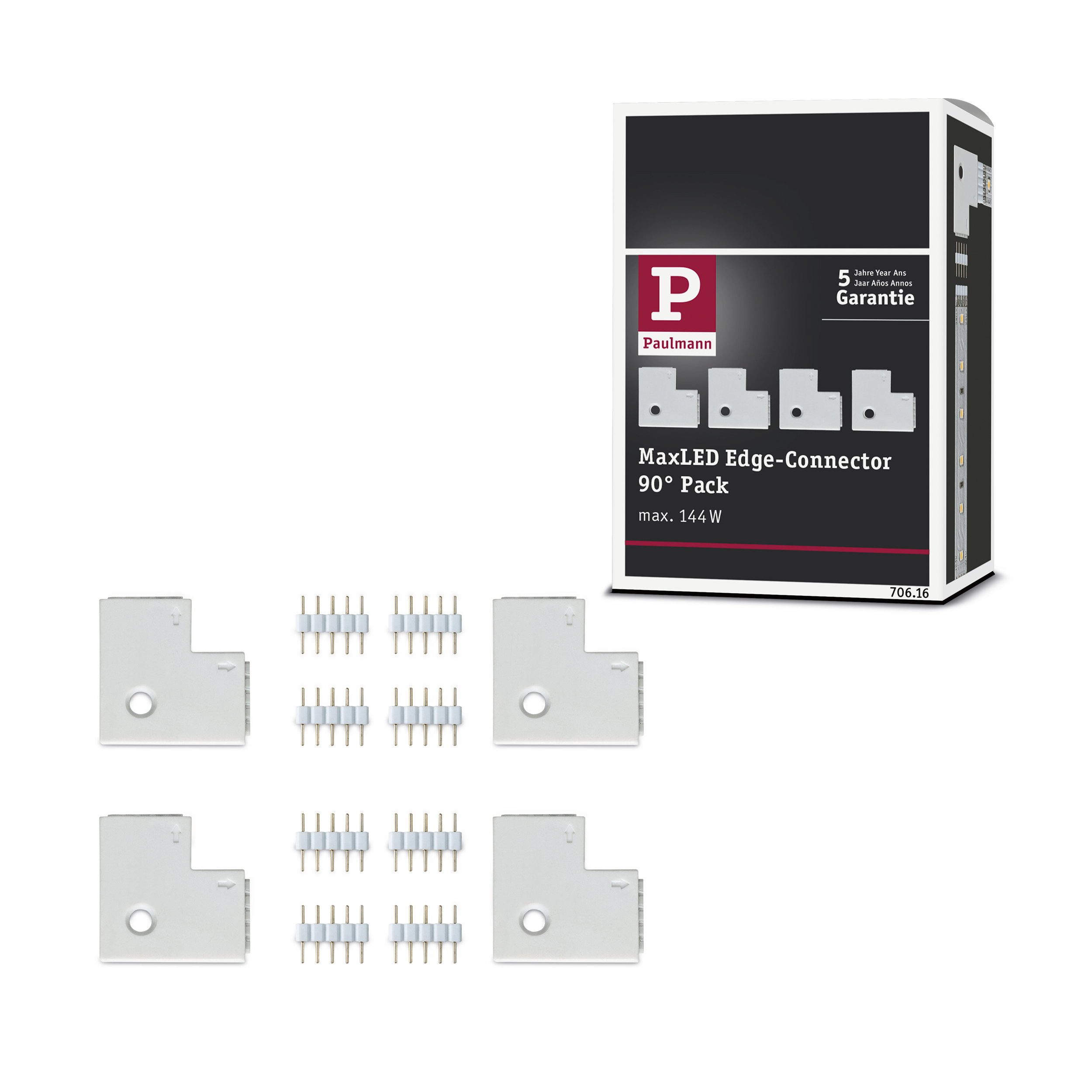 Paulmann MaxLED Zubehör Verbinder Eck-Stück 25x25 mm max. 144W Weiß Lampen-Verbindungskabel