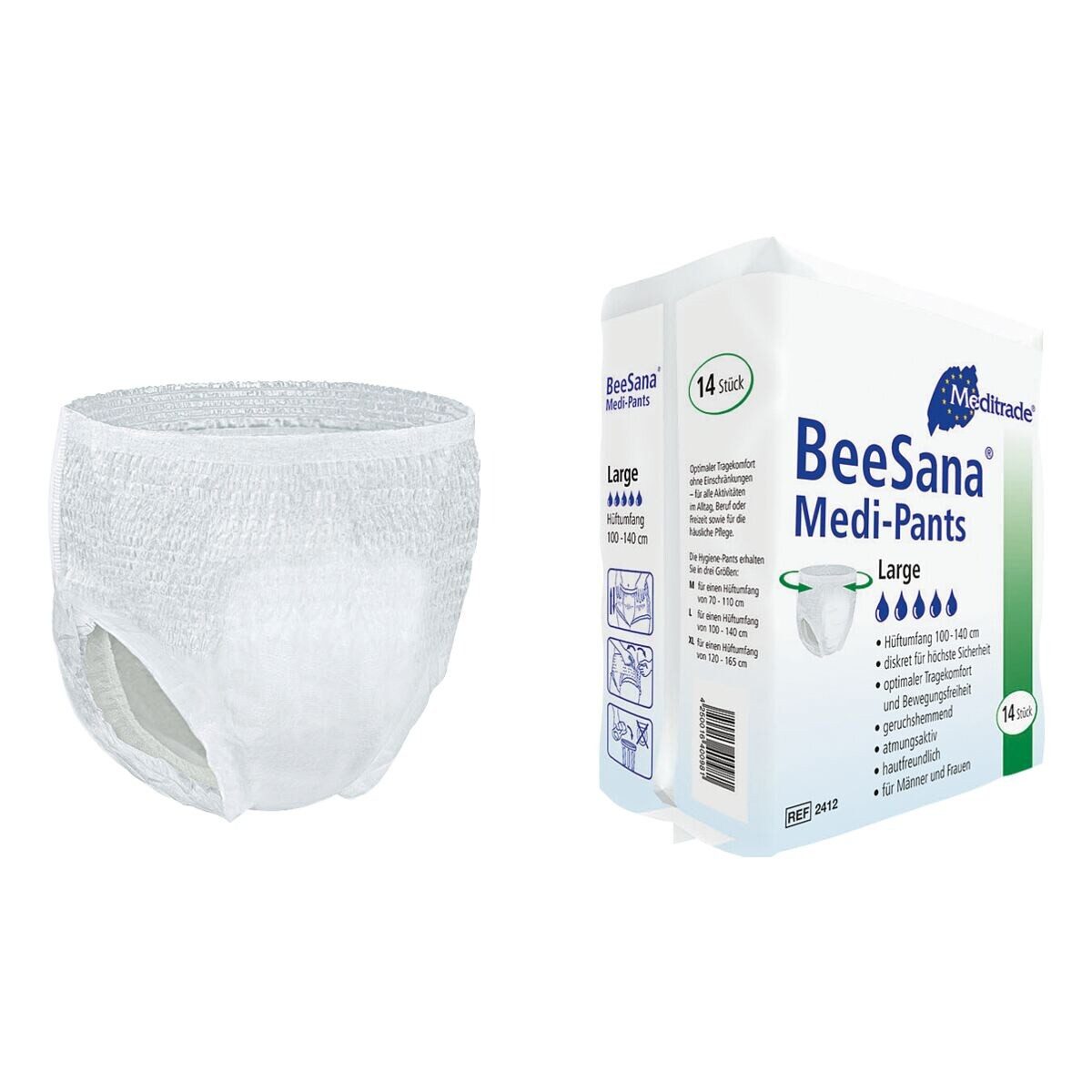 MediTrade Inkontinenz-Pants BeeSana®, M Gr., 14-St., für Frauen & Männer