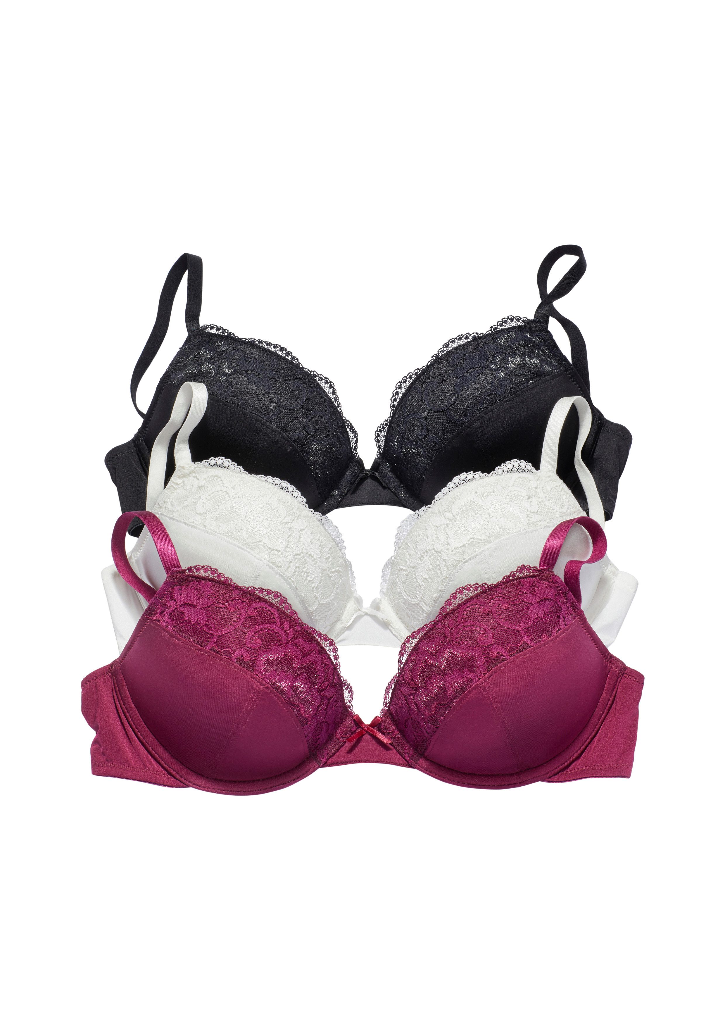 petite fleur by Lascana Push-up-BH (Packung, 3 Stück) mit Bügel & herausnehmbaren Kissen