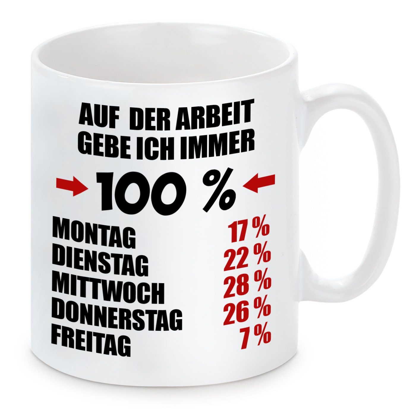 Kaffeebecher Herzbotschaft mit Keramik, immer Auf Kaffeetasse ich und mikrowellengeeignet Tasse der spülmaschinenfest gebe Arbeit Motiv 100%,