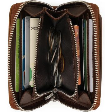 REDOM Geldbörse Herren Geldbeutel Wallet Portemonnaie Portmonee Echtleder Hochformat (Männer Ledergeldbörse Brieftasche mit 6 Kartenfächer, Slim Wallet, Kreditkartenetui, Kartenetui, Kartenhalter, Echtes Leder), Weich Echtleder NFC RFID-Schutz mit Münzfach Groß 12 x 9 x 3cm