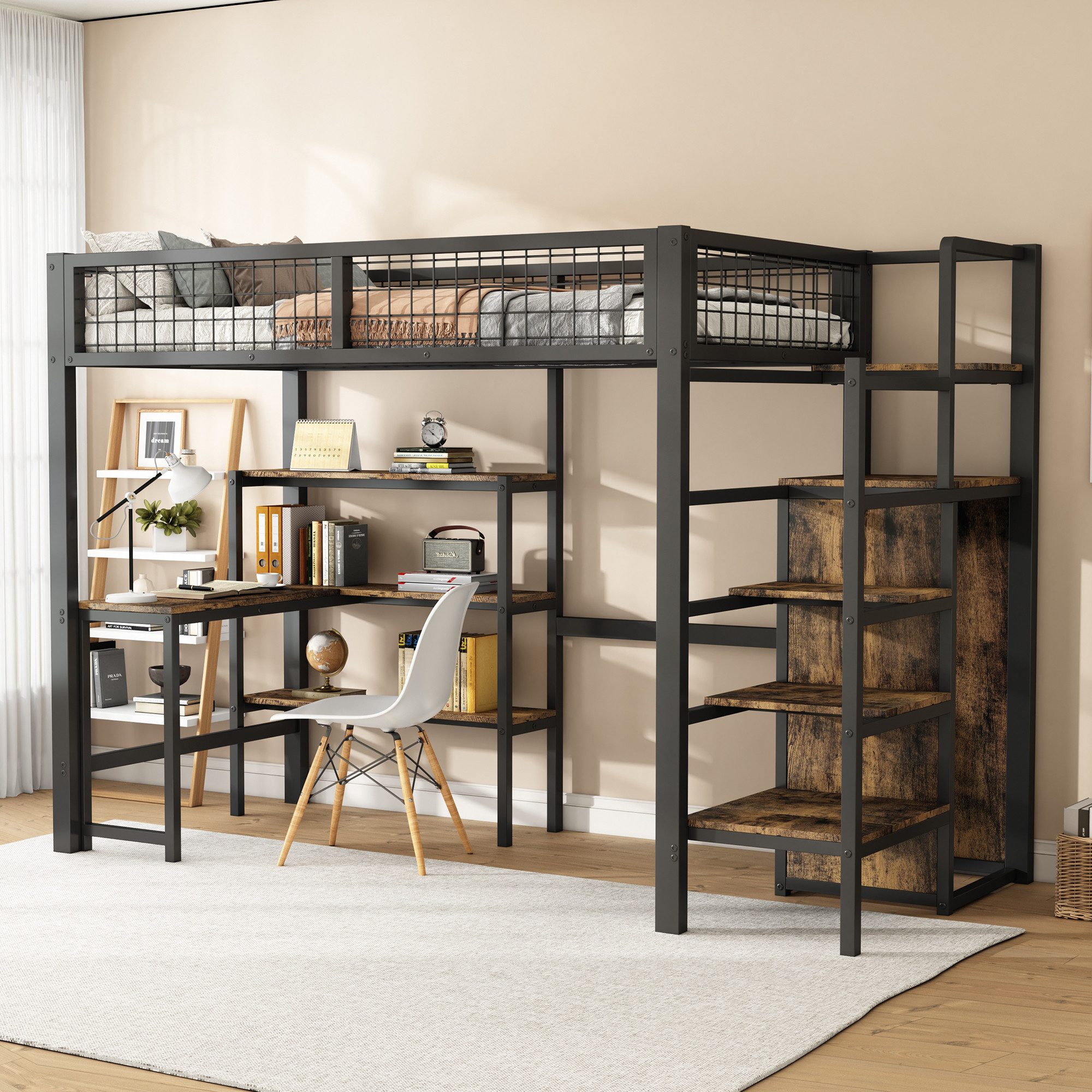 STILVORA Hochbett 90×200 mit Schreibtisch,Jugendbett mit günstig online kaufen